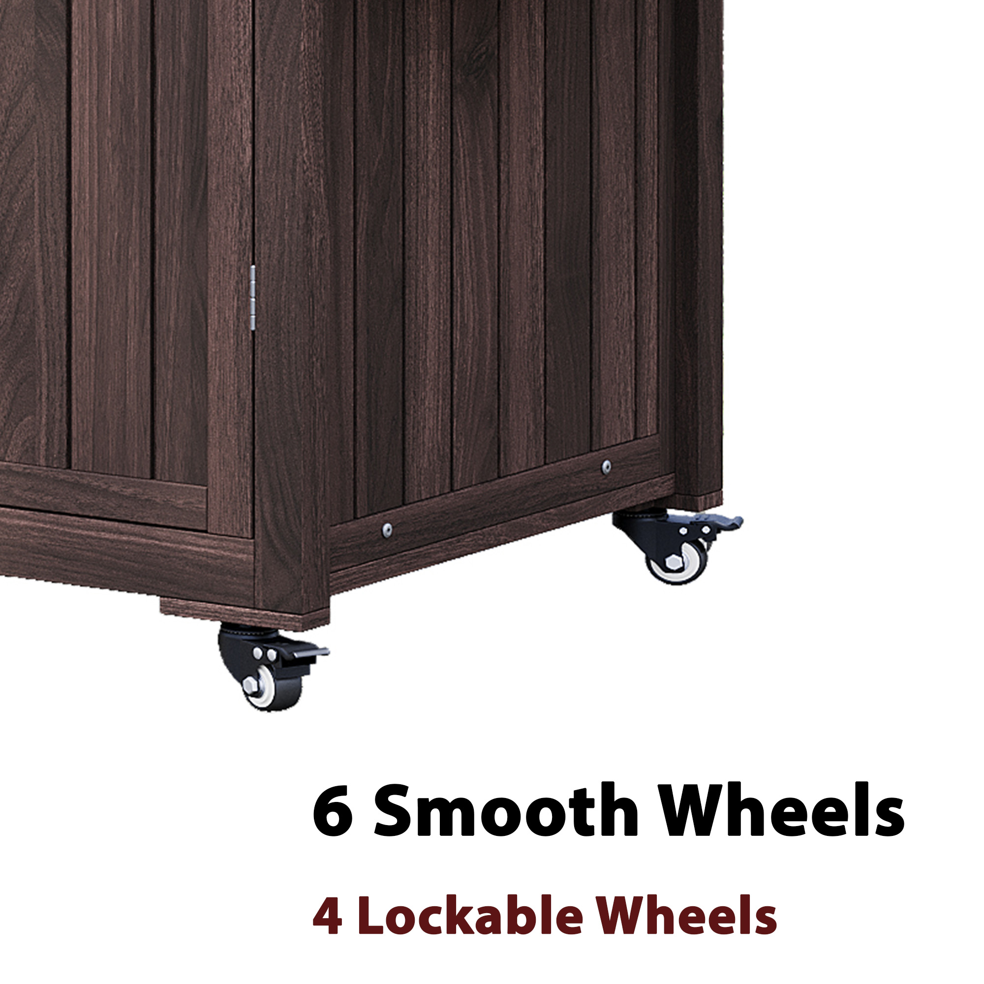 K&K 66.5" Outdoor Kitchen Island for Big Green Egg Grills, Solid Wood Outdoor Grill Cart for Tabletop Grill with Stainless Steel Top, Drawer, Compatible with Large Big Green Egg, Kamado Joe-Dark Brown - Image 6