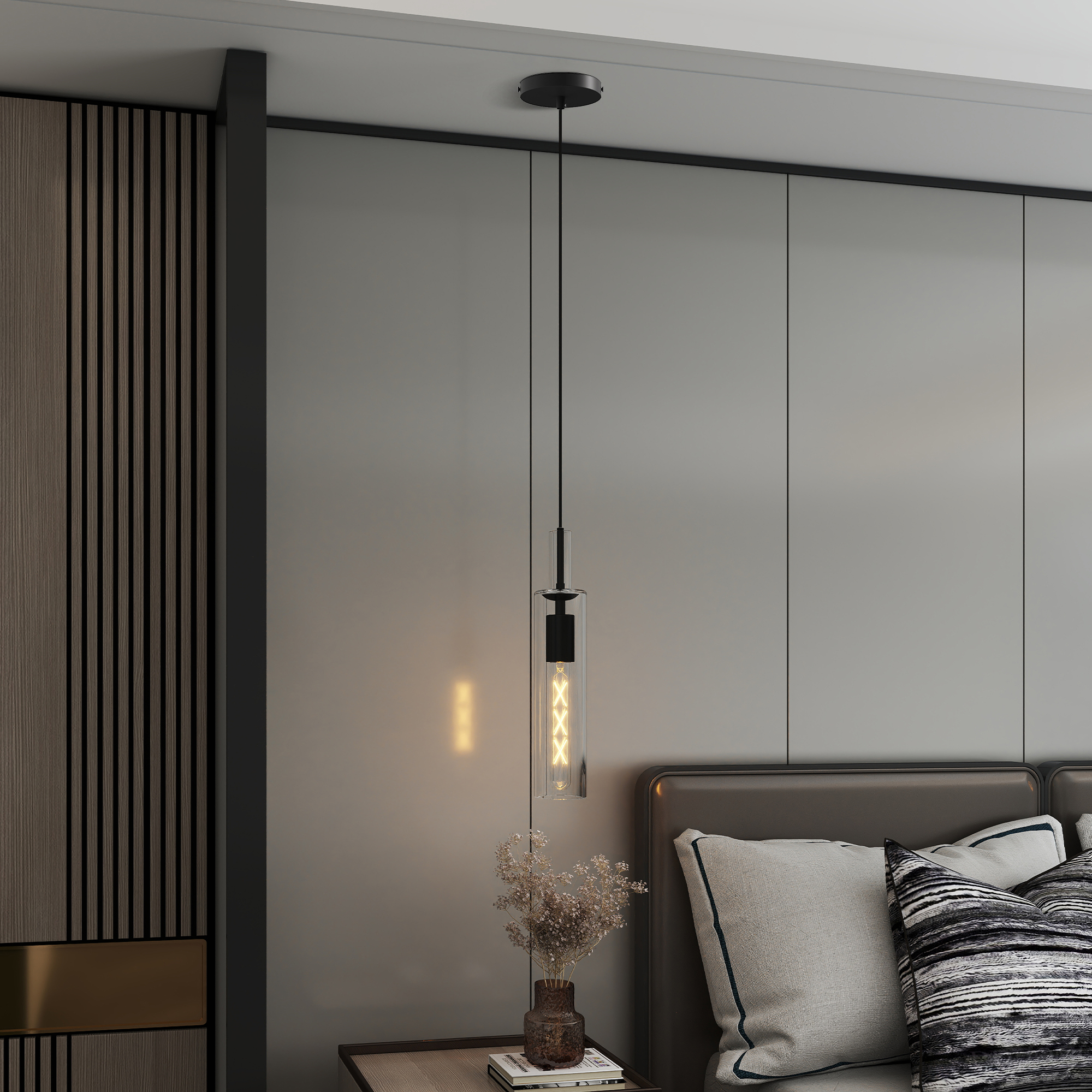 3 Pack Black Pendant Lights Kitchen Island (No Bulbs), Adjustable Modern Glass Pendant Light Over Island, Industrial Pendant Light Fixtures for Dining Room Hallway Bedroom Living Room - Image 5