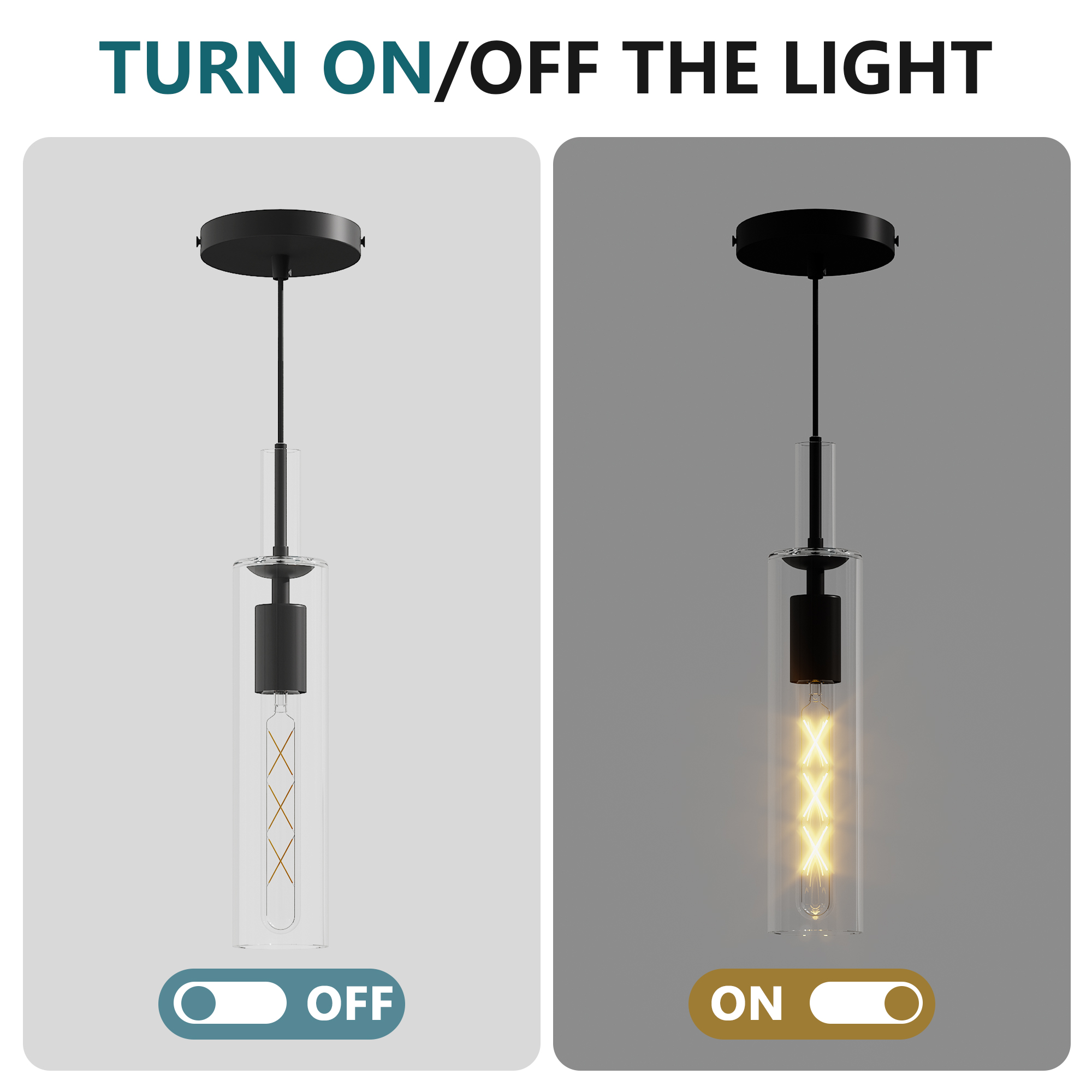 3 Pack Black Pendant Lights Kitchen Island (No Bulbs), Adjustable Modern Glass Pendant Light Over Island, Industrial Pendant Light Fixtures for Dining Room Hallway Bedroom Living Room - Image 6