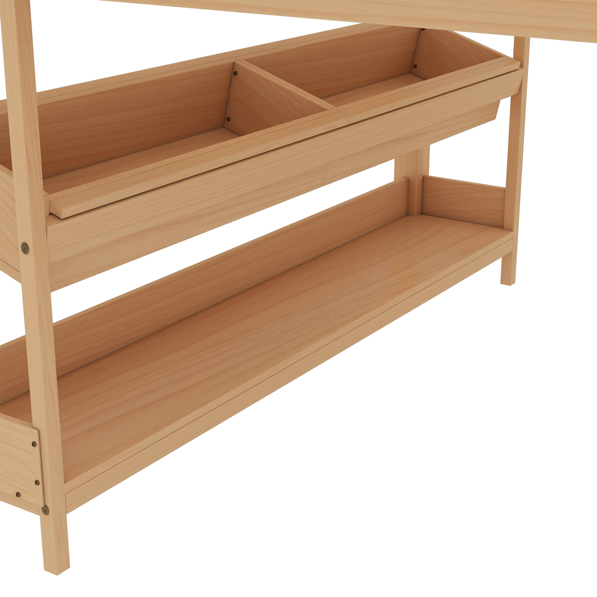 Full Loft Bed with Multi-storage Bookcases, Boxes and Drawers, Solid Wood Low Loft Beds with Desk and Blackboard, No Box Spring Needed, Natural - Image 5