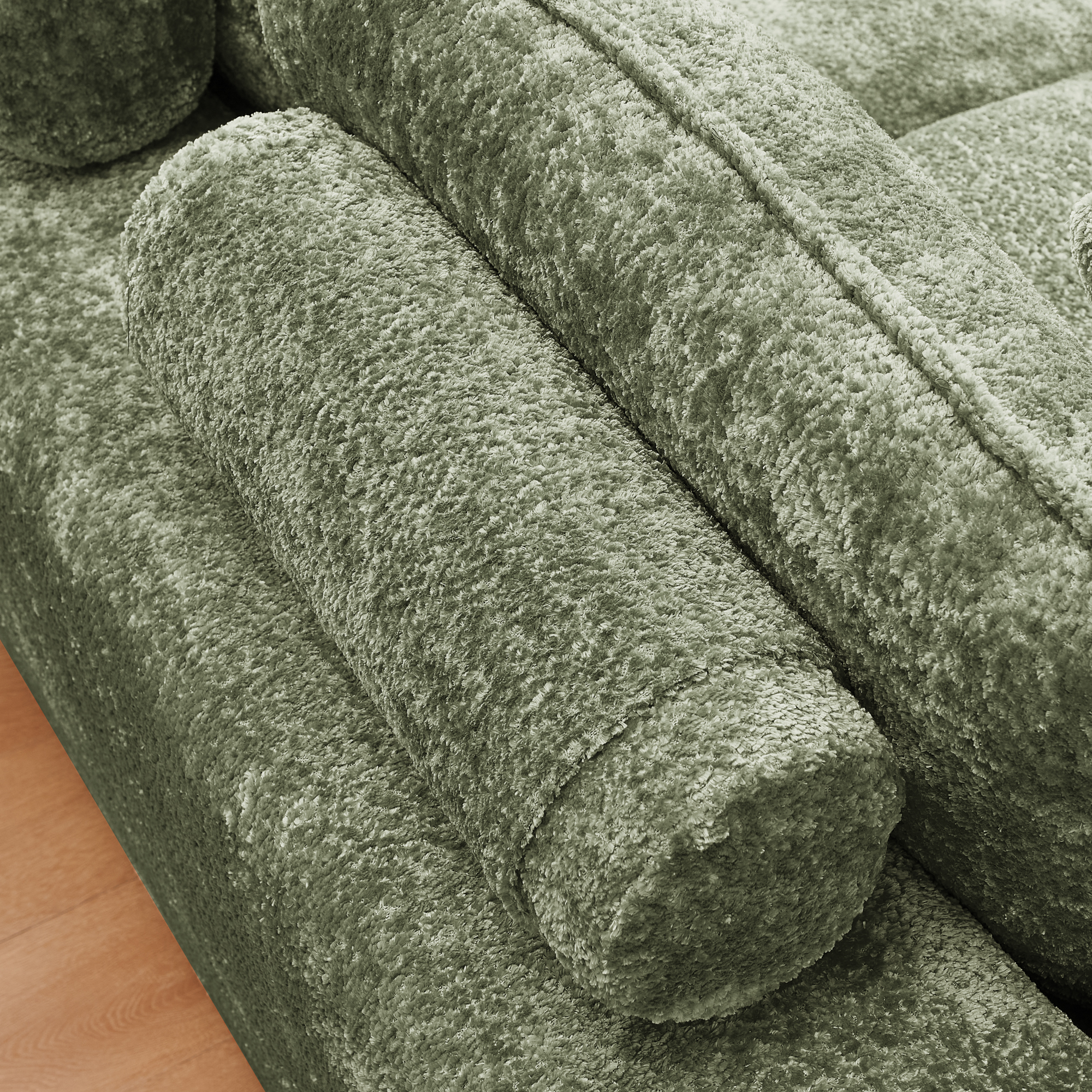 107'' Modern Boucle L-shaped Sectional Sofa with Moveable Ottoman for Living Room, Comfy Cloud Couch with Pillows, DIY Combination - Image 3
