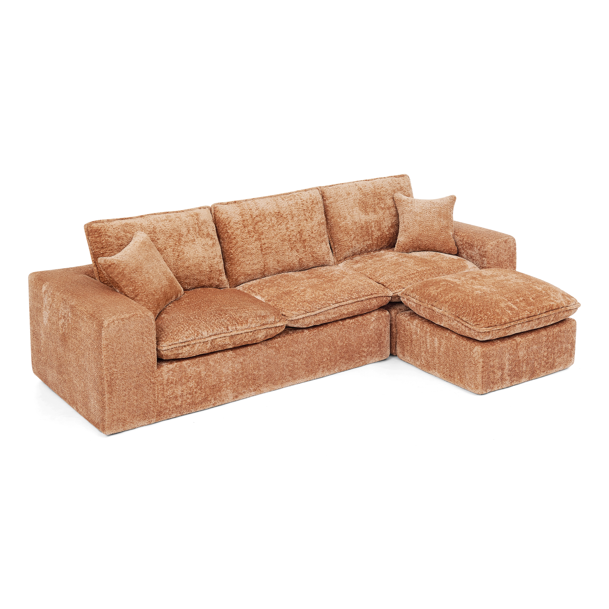 107'' Modern Boucle Sectional Sofa with Reversible Chaise for Living Room, Comfy Cloud Couch with Pillows - Image 2