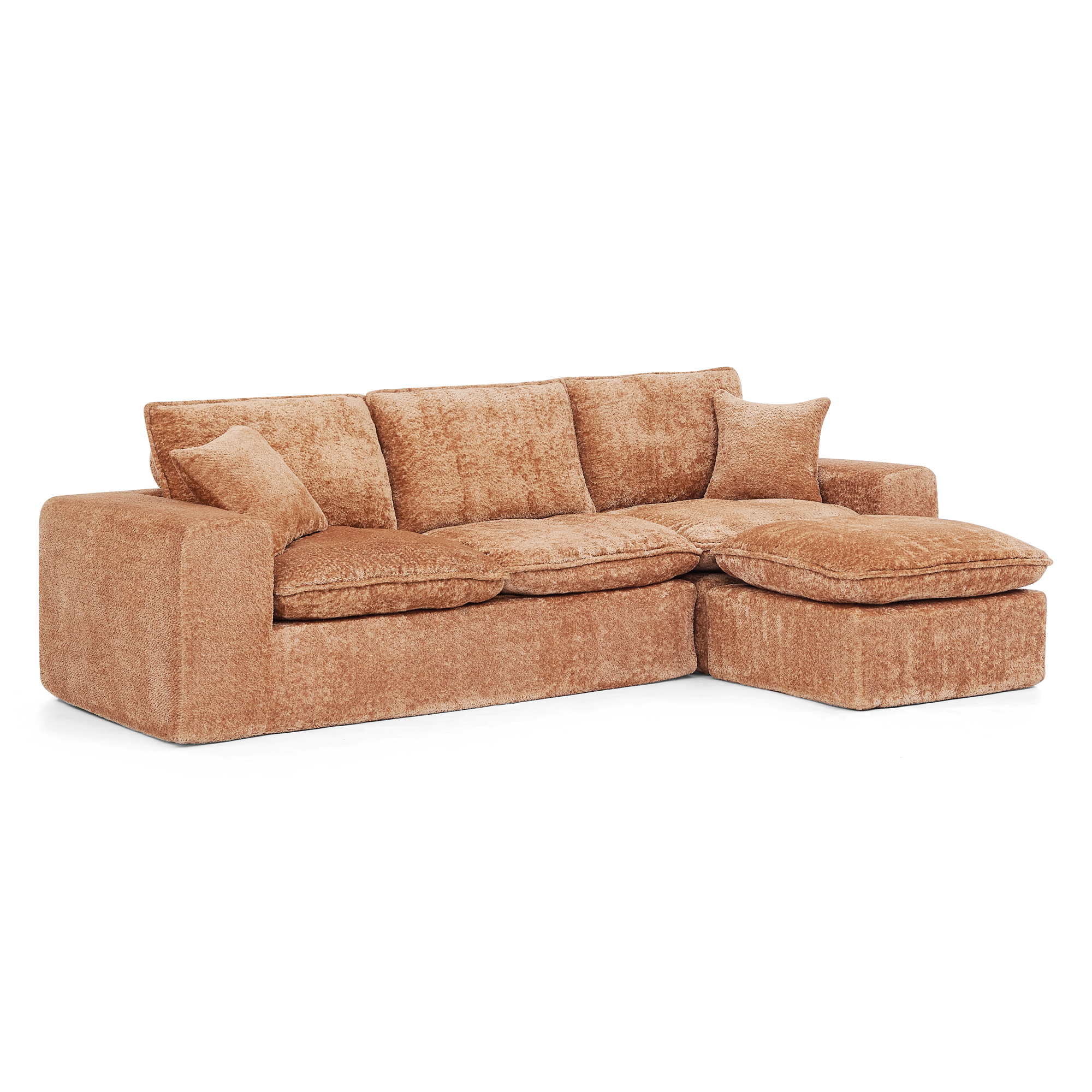 107'' Modern Boucle Sectional Sofa with Reversible Chaise for Living Room, Comfy Cloud Couch with Pillows - Image 4