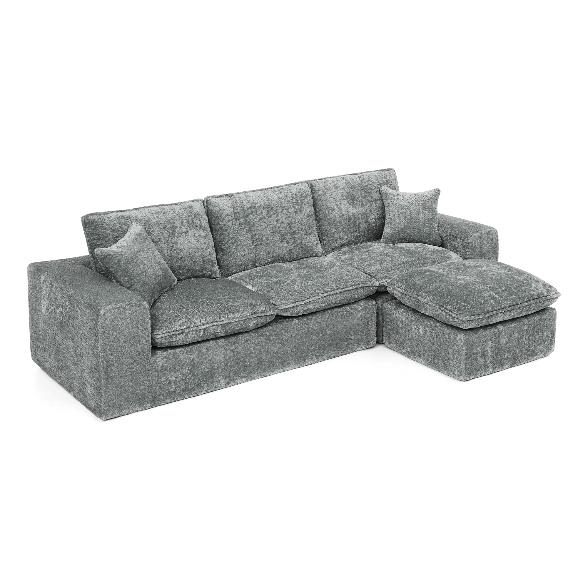 107'' Modern Boucle Sectional Sofa with Reversible Chaise for Living Room, Comfy Cloud Couch with Pillows - Image 3