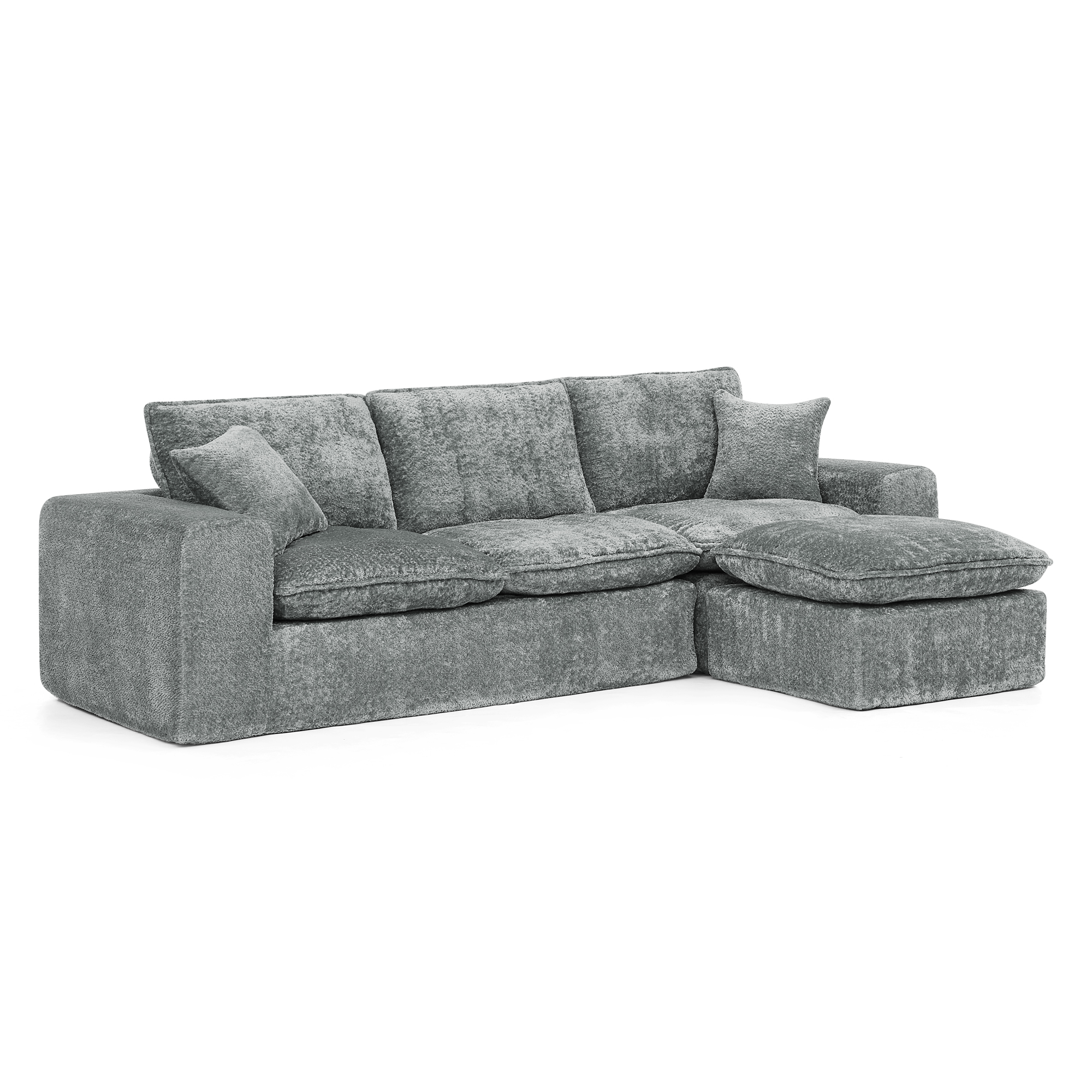 107'' Modern Boucle Sectional Sofa with Reversible Chaise for Living Room, Comfy Cloud Couch with Pillows - Image 4