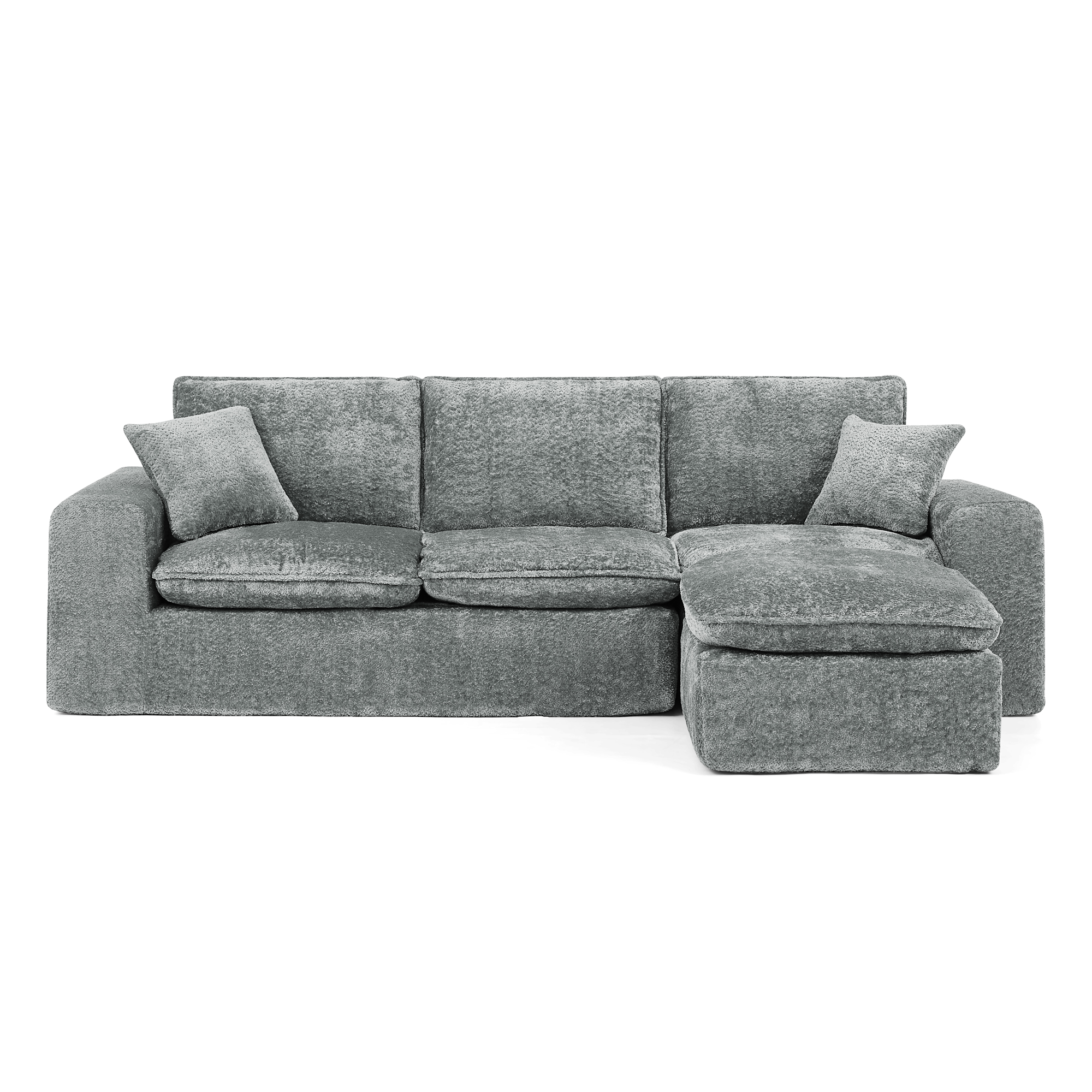 107'' Modern Boucle Sectional Sofa with Reversible Chaise for Living Room, Comfy Cloud Couch with Pillows - Image 5