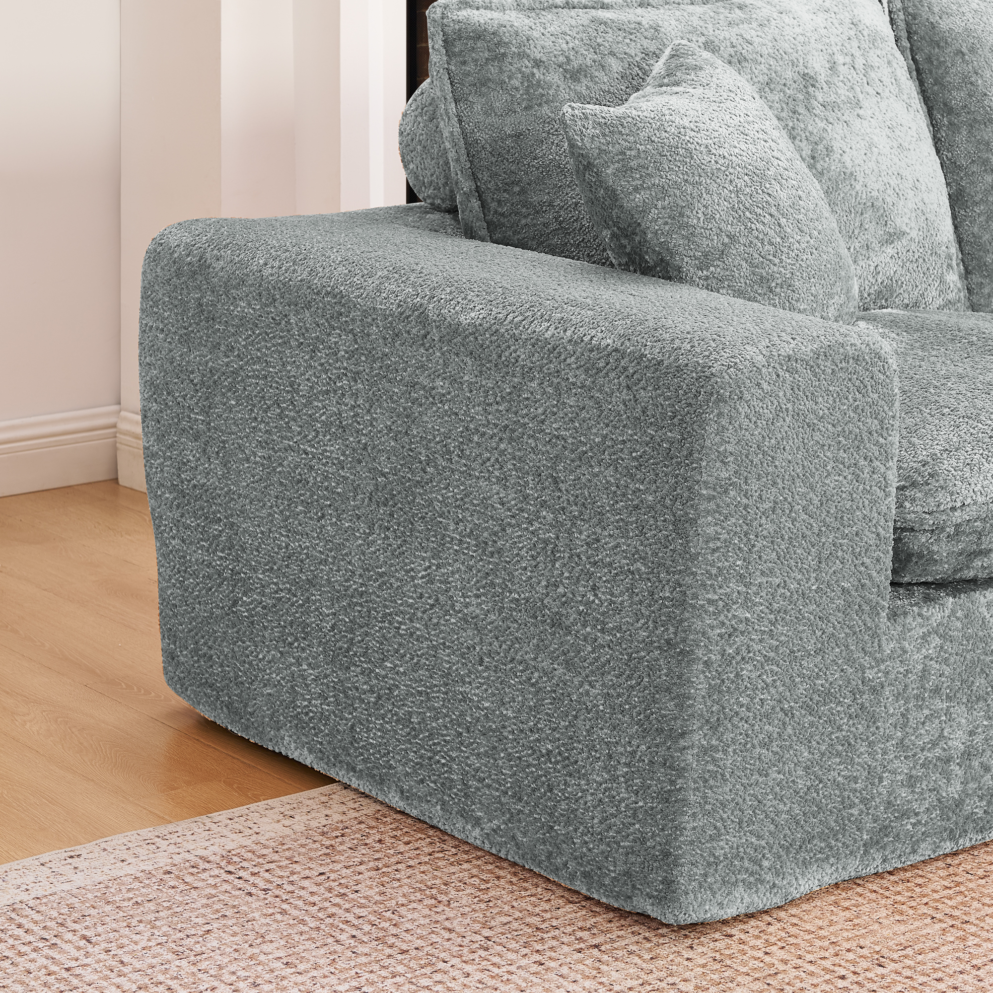 107'' Modern Boucle Sectional Sofa with Reversible Chaise for Living Room, Comfy Cloud Couch with Pillows - Image 6