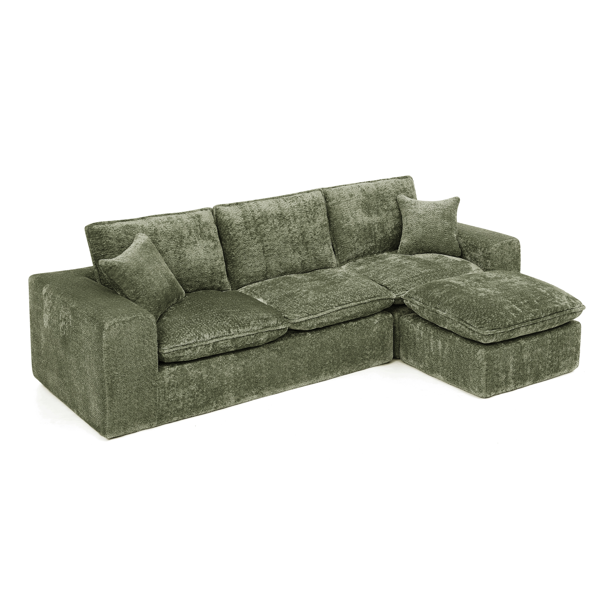 107'' Modern Boucle Sectional Sofa with Reversible Chaise for Living Room, Comfy Cloud Couch with Pillows - Image 3
