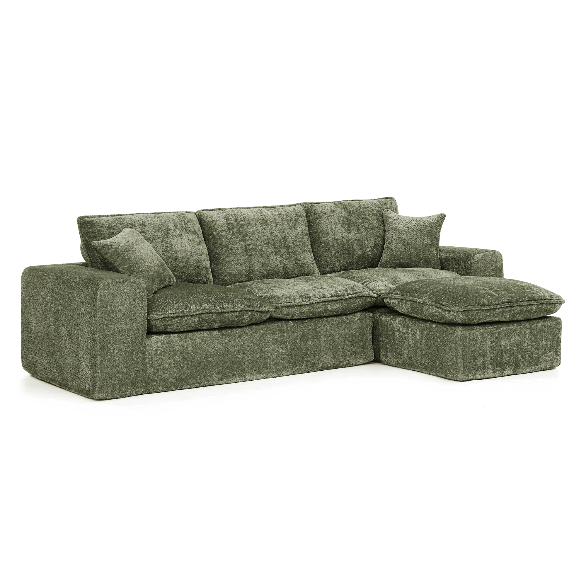 107'' Modern Boucle Sectional Sofa with Reversible Chaise for Living Room, Comfy Cloud Couch with Pillows - Image 4