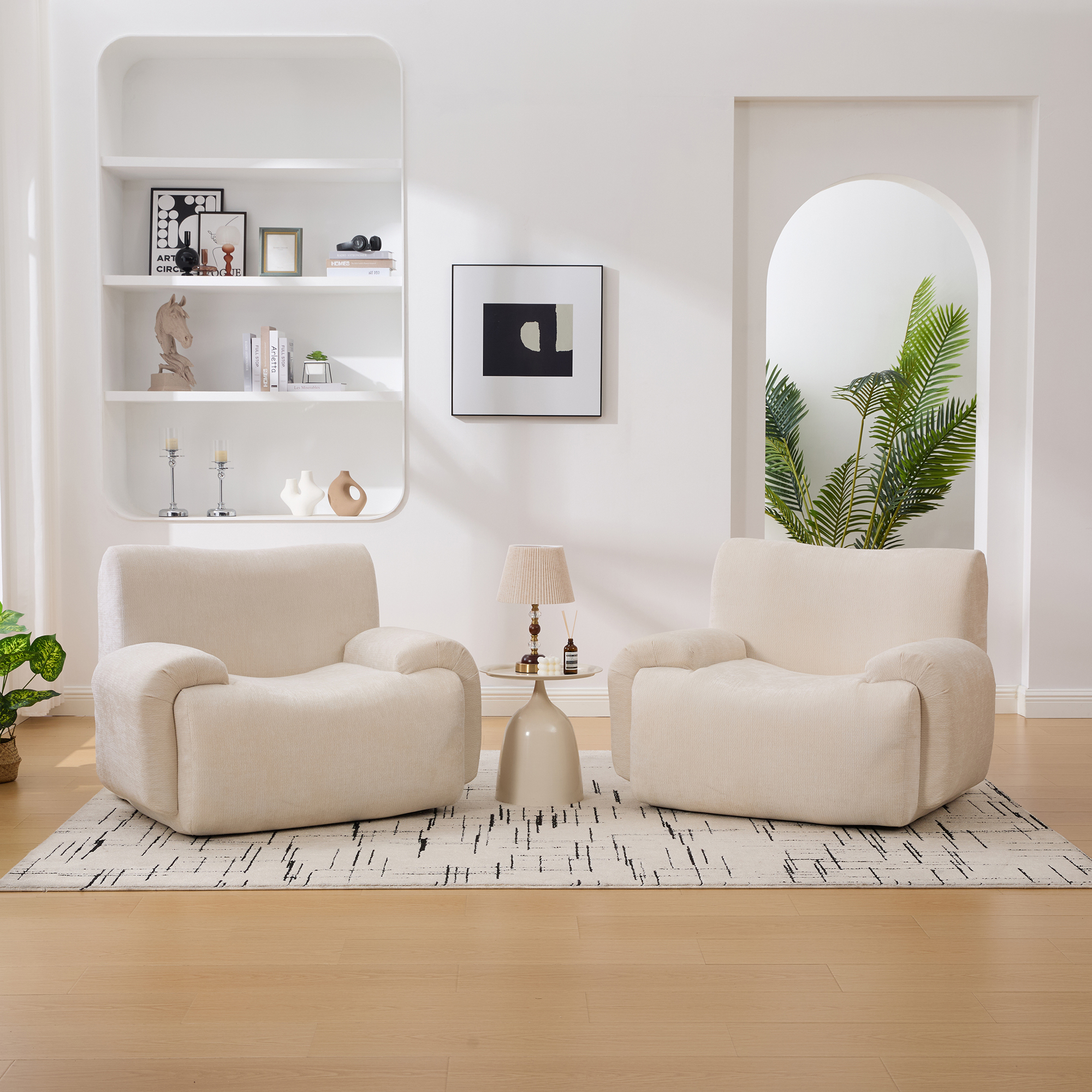 42" Wide Modern Upholstered Oversized Accent Chair, Boneless Single Sofa Chair, Chenille Armchair Comfy Reading Lounge Chair with Deep Seats for Living Room Bedroom Apartment, Dorms, Beige - Image 2