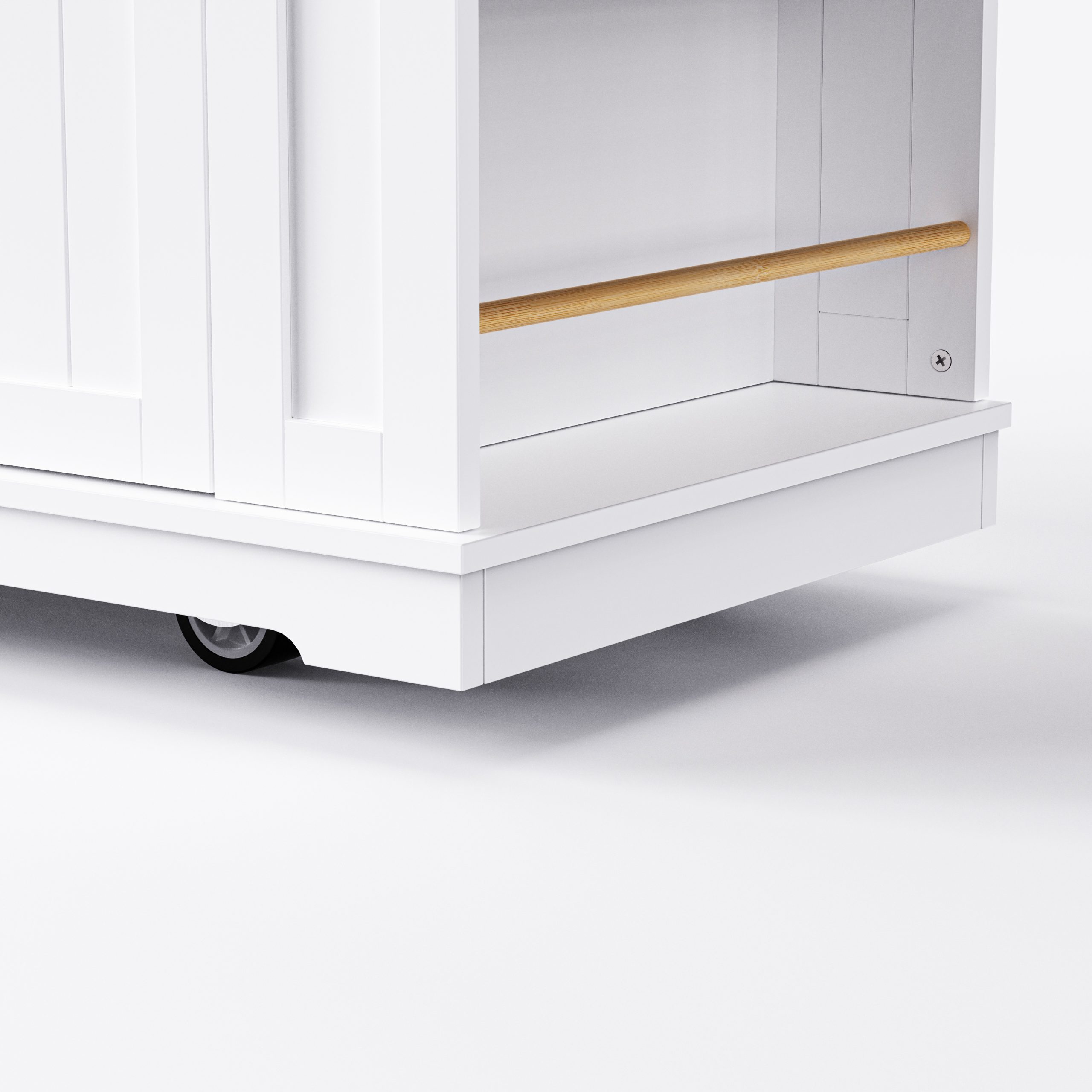 48inch Kitchen Island with 2 Bar Stools, Power Outlet, Door Internal Storage Rack, Kitchen Storage Cart on 5 Wheels with Drop Leaf, 5 Side Racks, 2 Drawers,White (Old SKU N707S000015W)(Three Packages) - Image 4