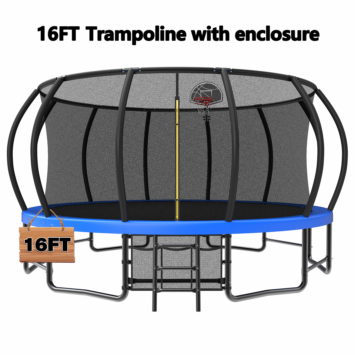 16FT Outdoor Trampoline for Kids and Adults, Pumpkin Trampolines with Curved Poles,Heavy Duty Trampoline Anti-Rust Coating ASTM Approval - Image 2