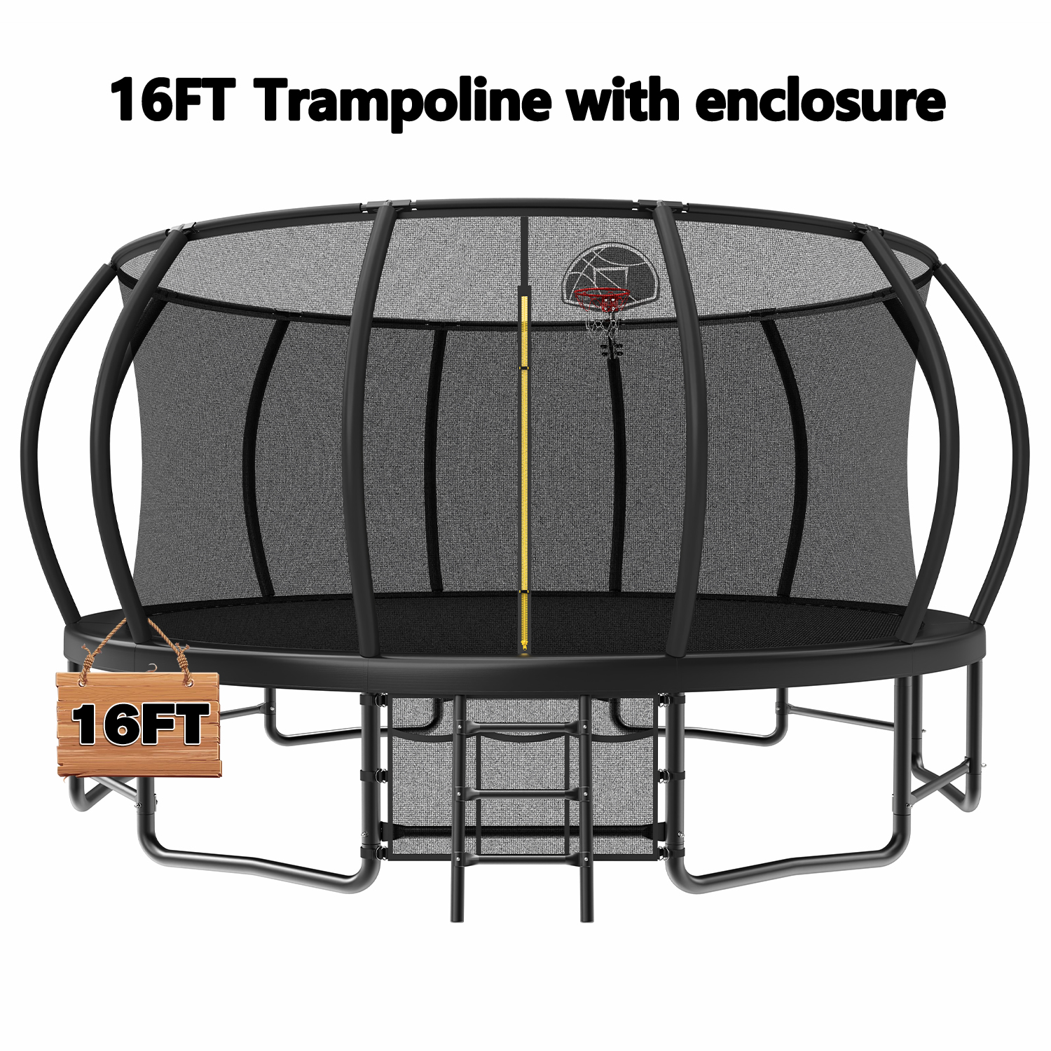 16FT Outdoor Trampoline for Kids and Adults, Pumpkin Trampolines with Curved Poles,Heavy Duty Trampoline Anti-Rust Coating ASTM Approval - Image 2