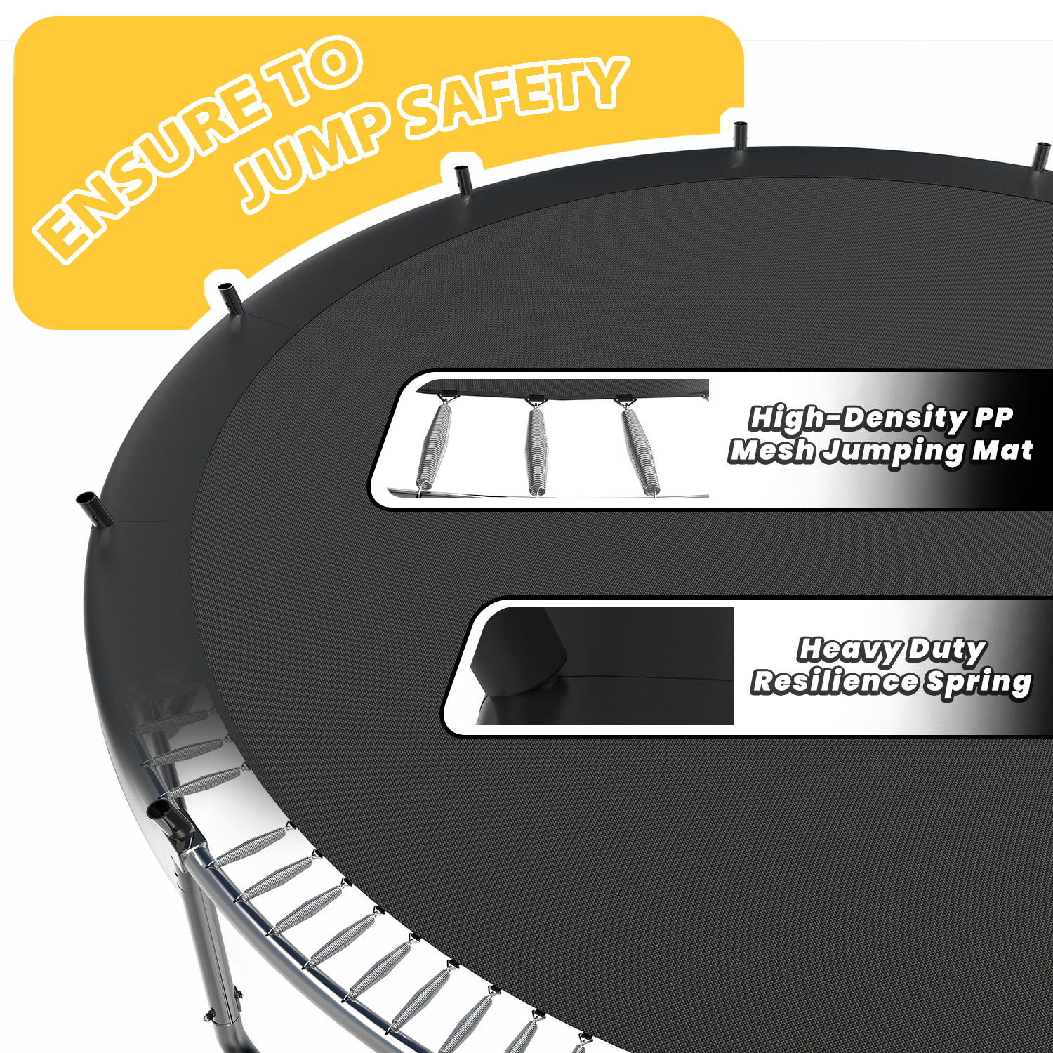 16FT Outdoor Trampoline for Kids and Adults, Pumpkin Trampolines with Curved Poles,Heavy Duty Trampoline Anti-Rust Coating ASTM Approval - Image 5
