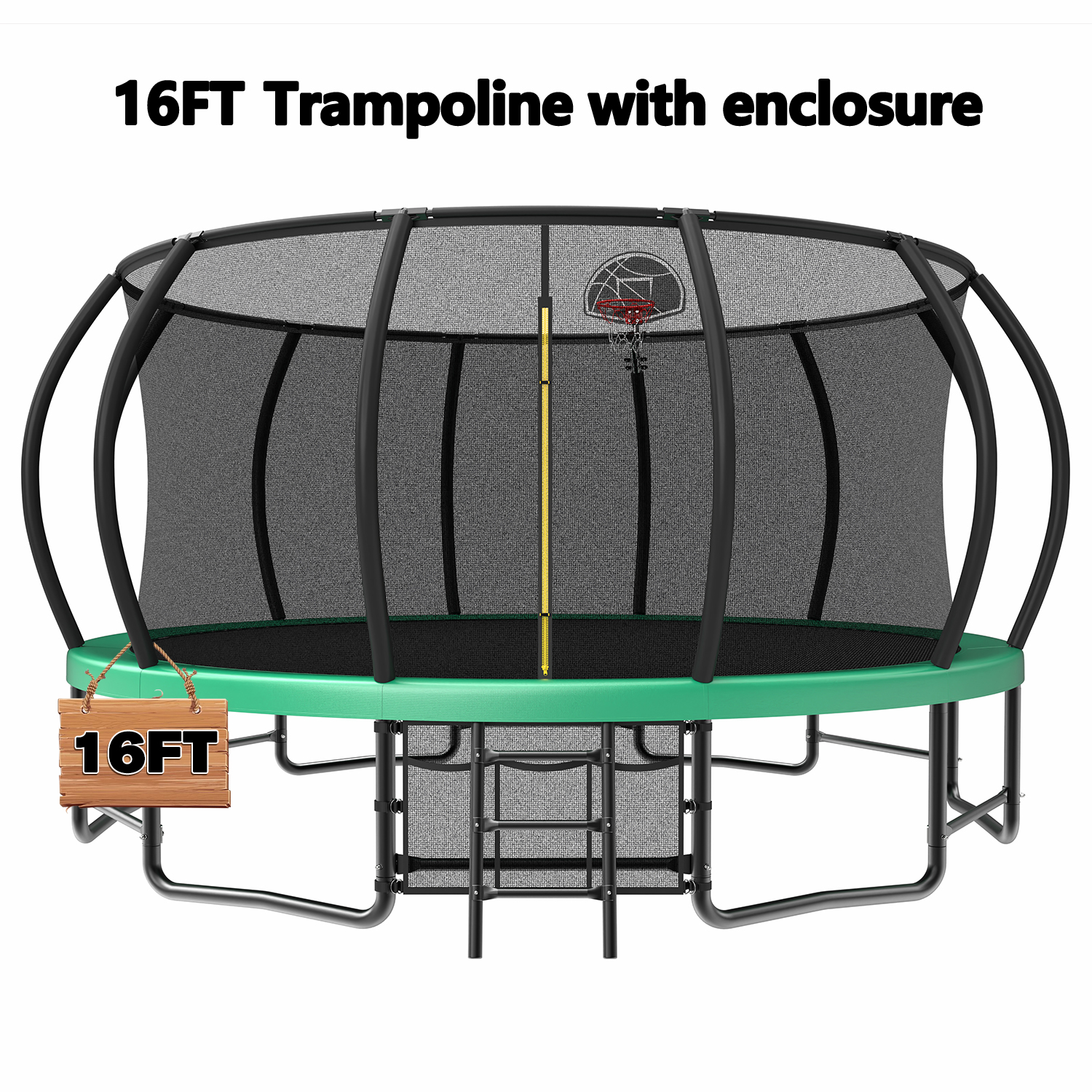 16FT Outdoor Trampoline for Kids and Adults, Pumpkin Trampolines with Curved Poles,Heavy Duty Trampoline Anti-Rust Coating ASTM Approval - Image 2