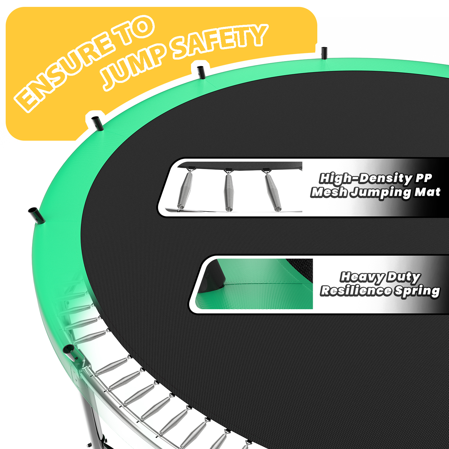 16FT Outdoor Trampoline for Kids and Adults, Pumpkin Trampolines with Curved Poles,Heavy Duty Trampoline Anti-Rust Coating ASTM Approval - Image 3