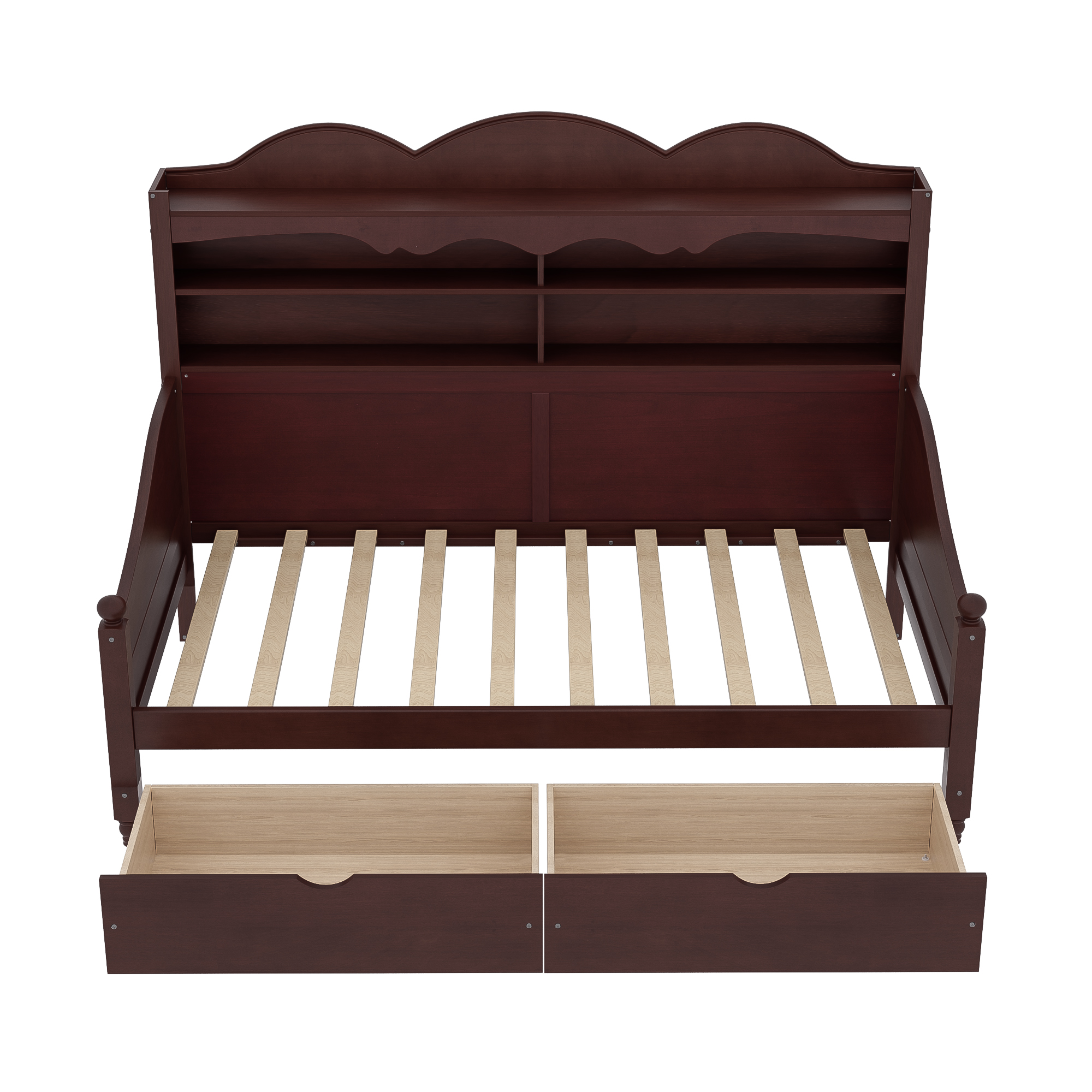 Twin Daybed With Storage Drawers, Wooden Twin Day Bed With Storage Headboard Shelving, Retro Style Daybed For Bedroom,Living Room,Guest Room,No Box Spring Needed, Easy Assembly,Espresso - Image 6