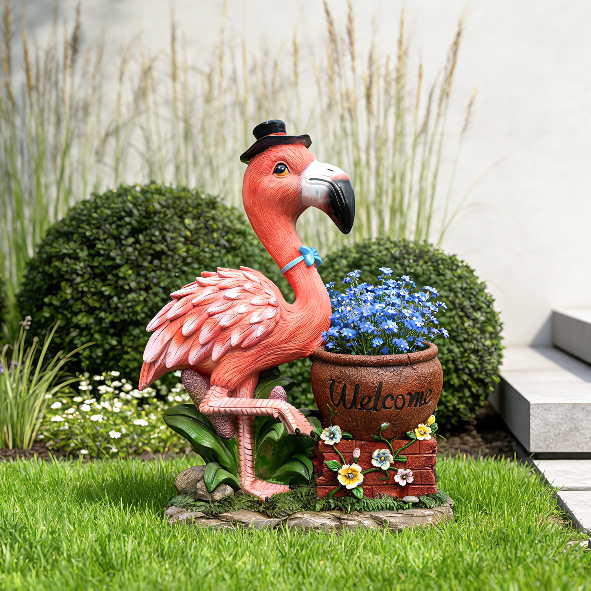 Outdoor Garden Sculpture Flamingo Flower Pot Planter - Unique Yard Statue Decoration, Interesting Law Outdoor Ornament - Image 2