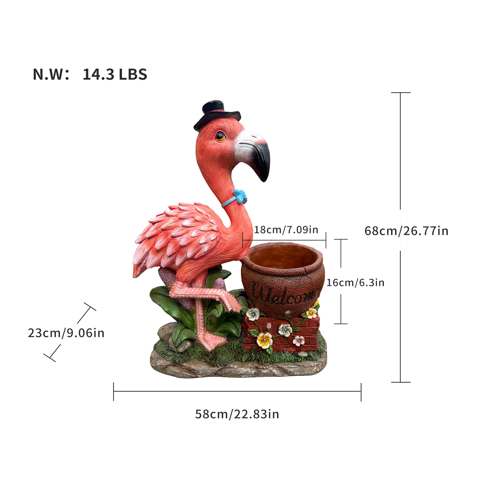 Outdoor Garden Sculpture Flamingo Flower Pot Planter - Unique Yard Statue Decoration, Interesting Law Outdoor Ornament - Image 3