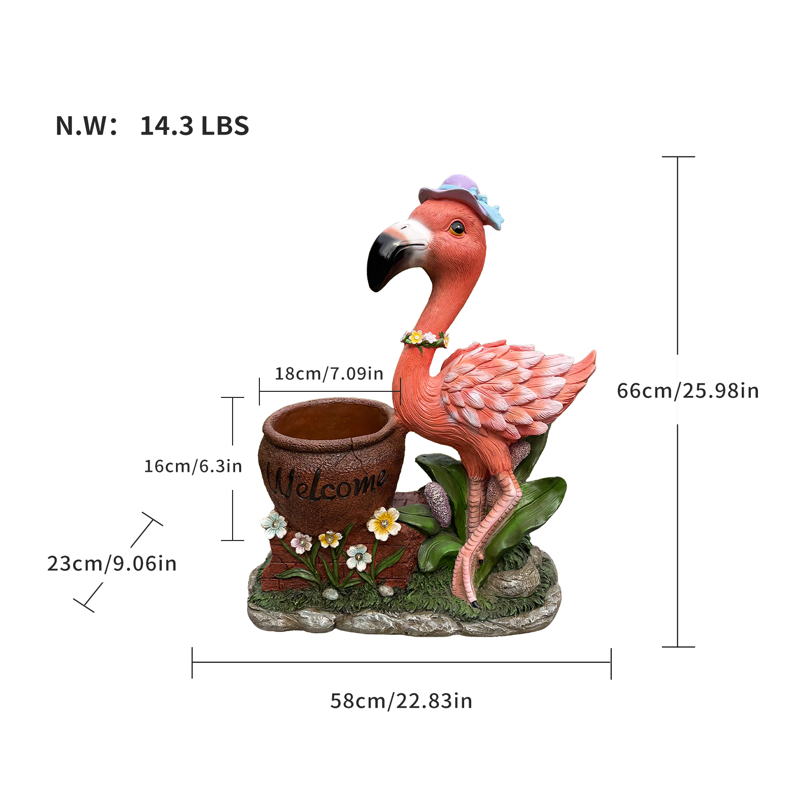 Outdoor Garden Sculpture Flamingo Flower Pot Planter - Unique Yard Statue Decoration, Interesting Law Outdoor Ornament - Image 6