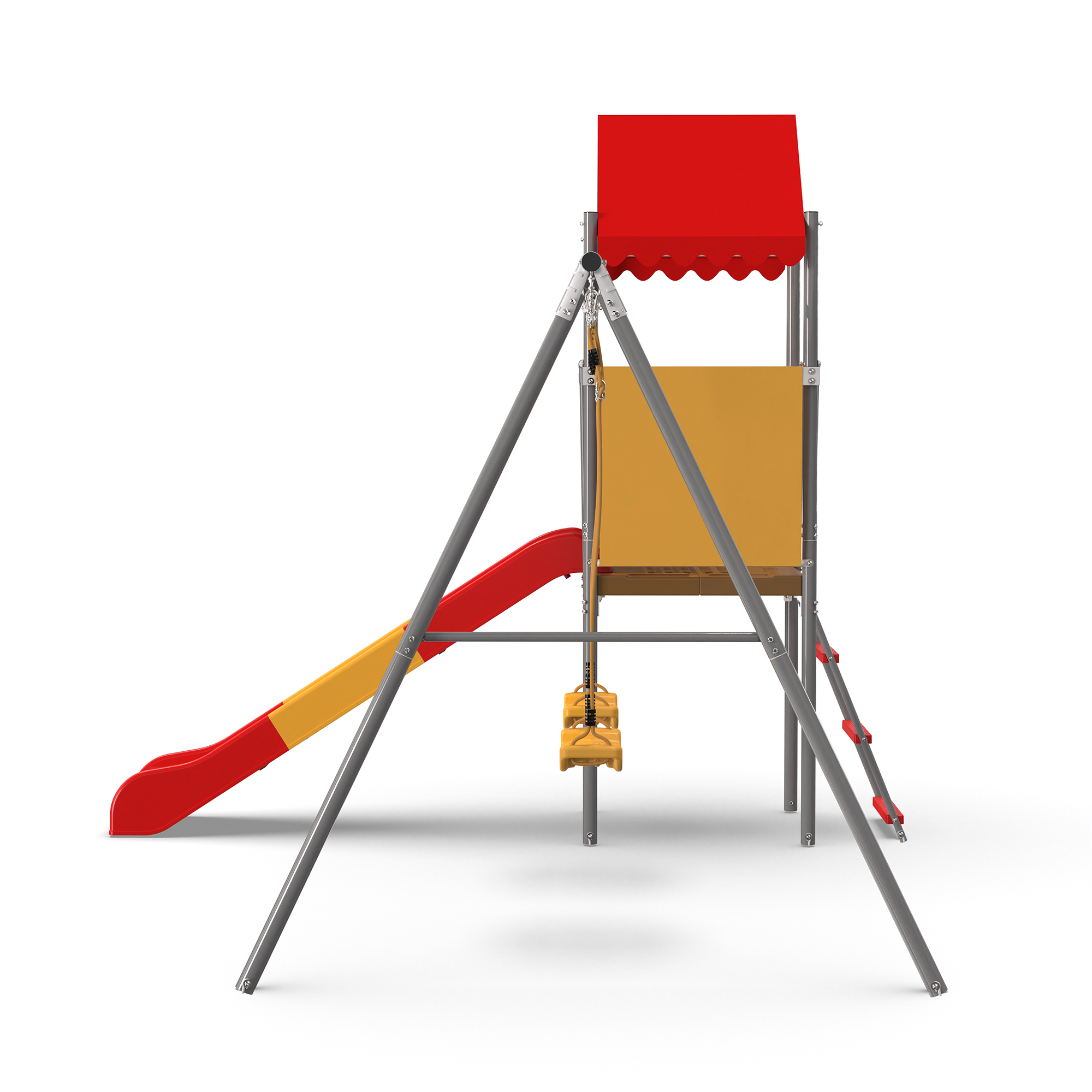Metal and Plastic Treehouse Swing Set with Slide, Belt Swings, and Canopy – Safe, Sturdy, and Portable for Kids Ages 3-8 - Image 5