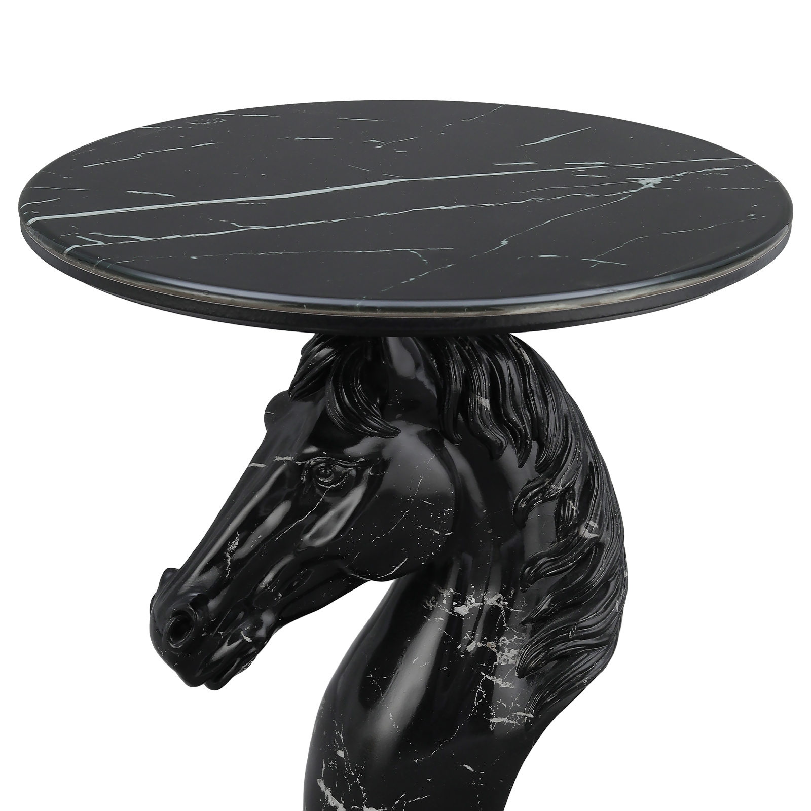 Horse Head Accent Table Animal Statue End Tables Livingroom, Black - Image 3