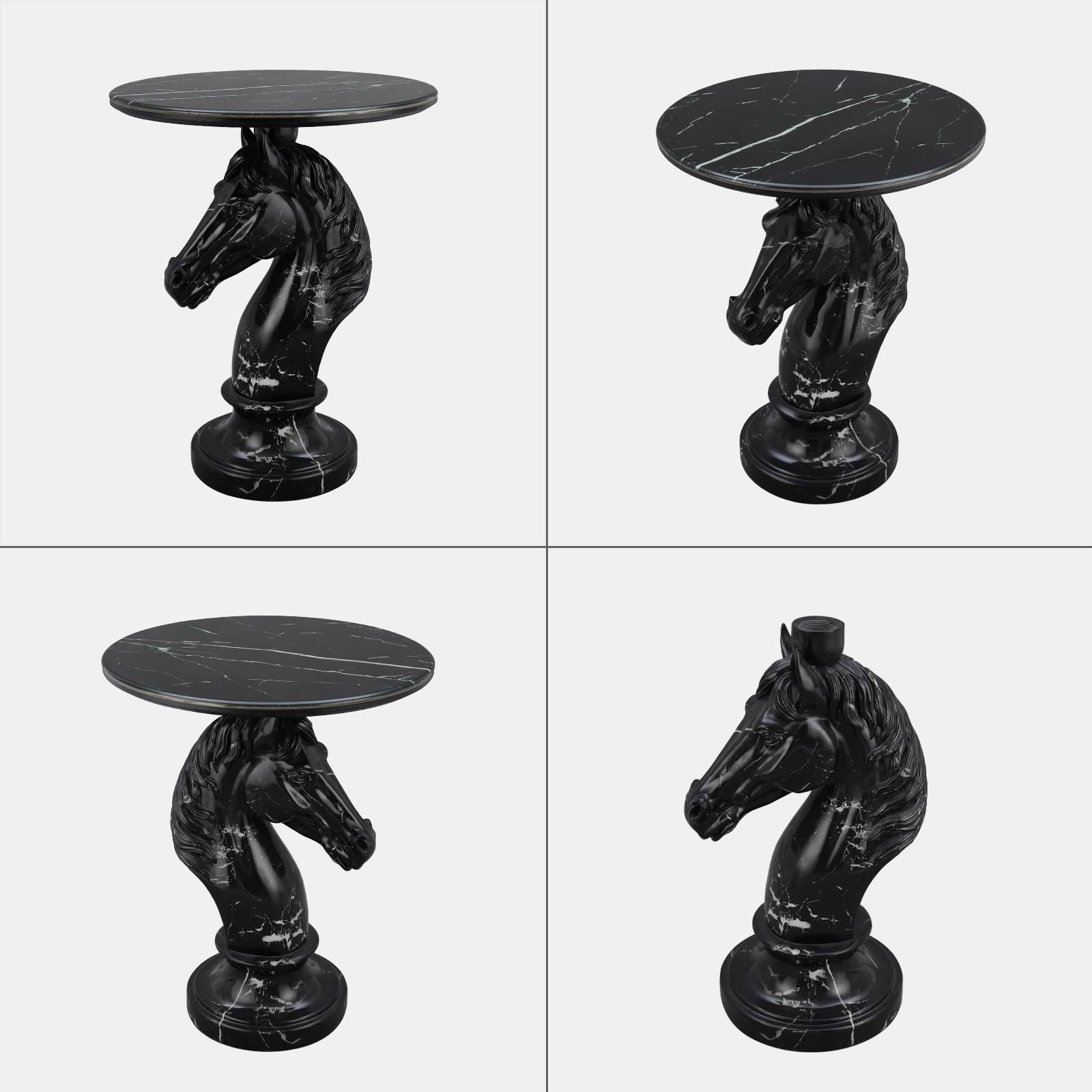 Horse Head Accent Table Animal Statue End Tables Livingroom, Black - Image 4