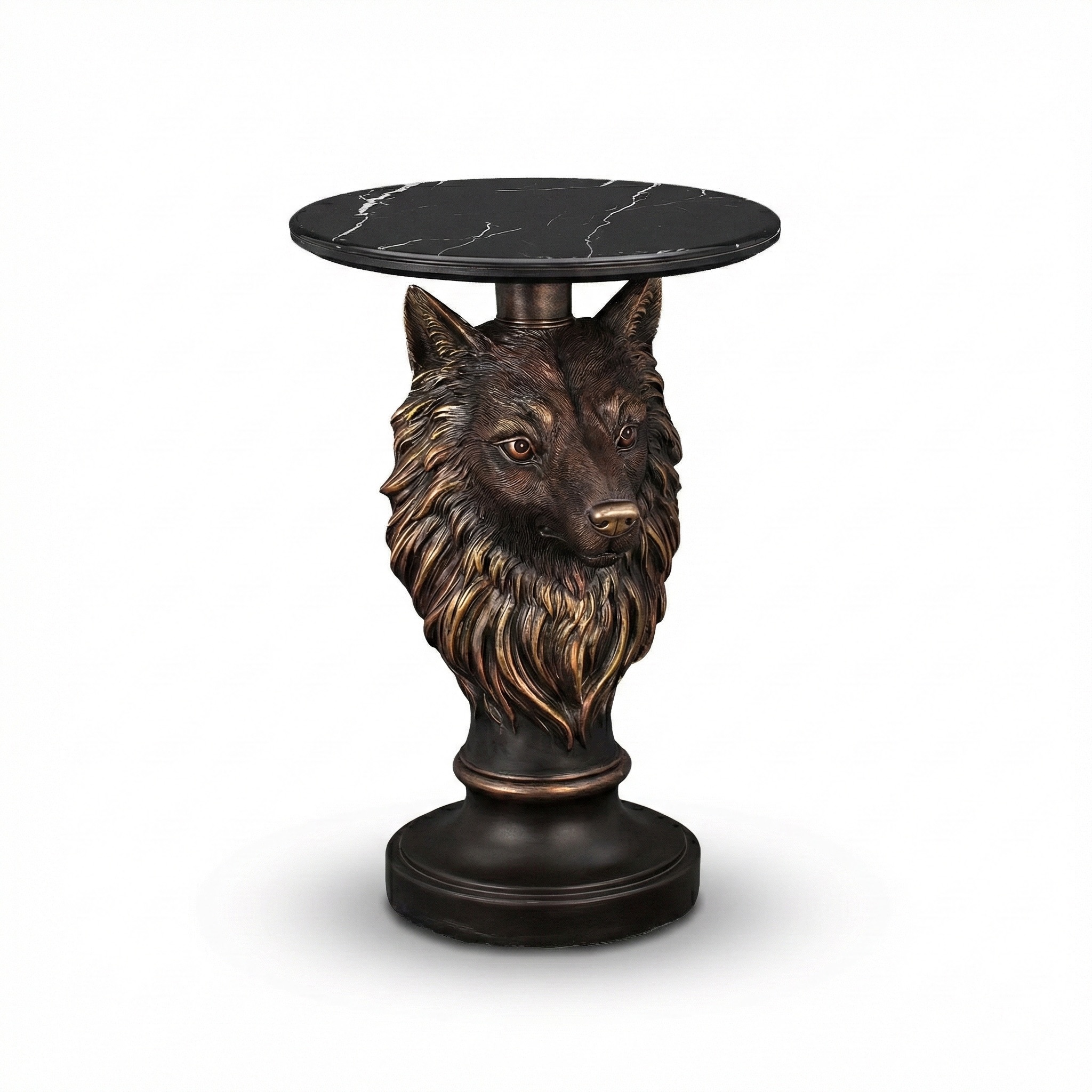 Wolf Head Accent Table Animal Statue End Tables Livingroom - Image 2