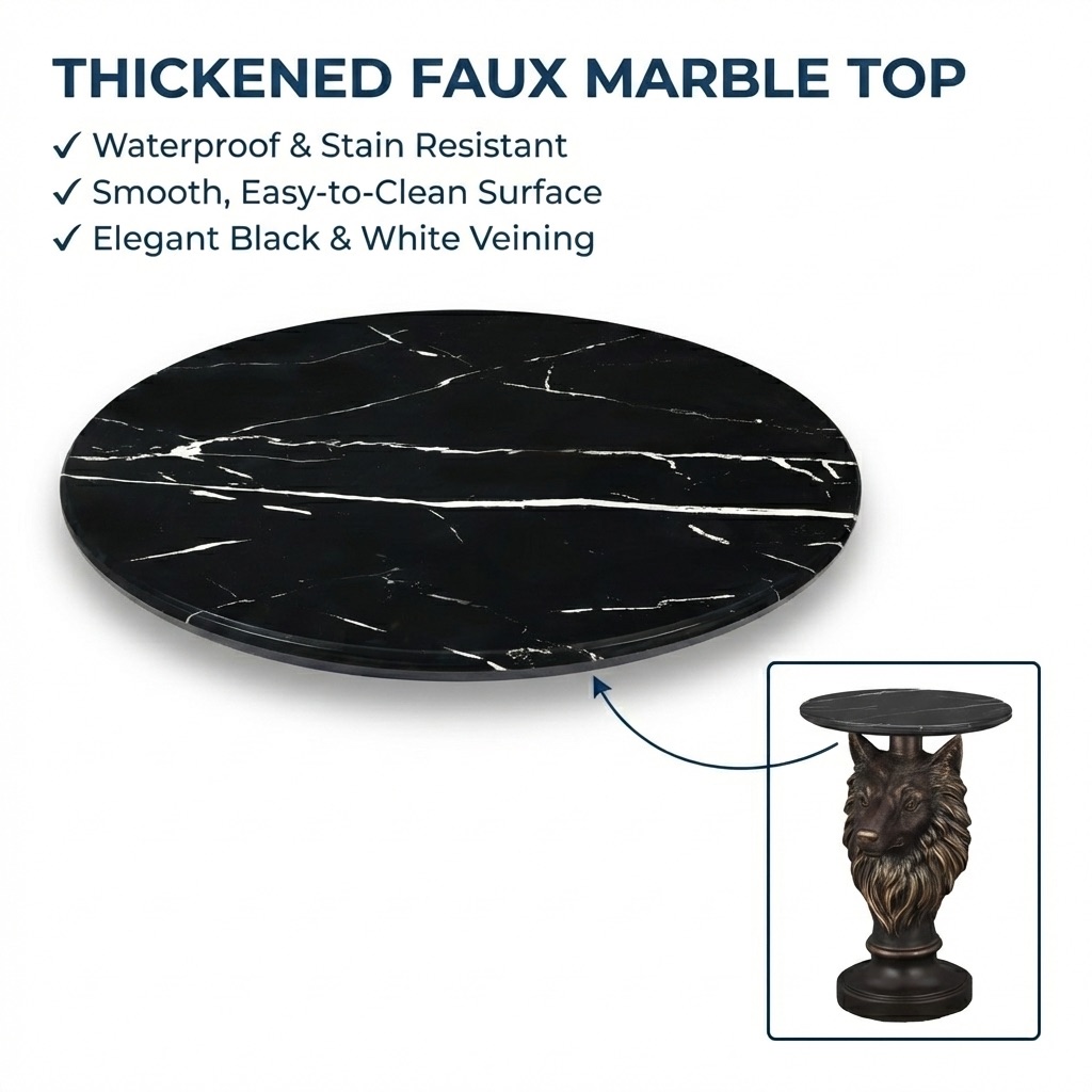 Wolf Head Accent Table Animal Statue End Tables Livingroom - Image 6