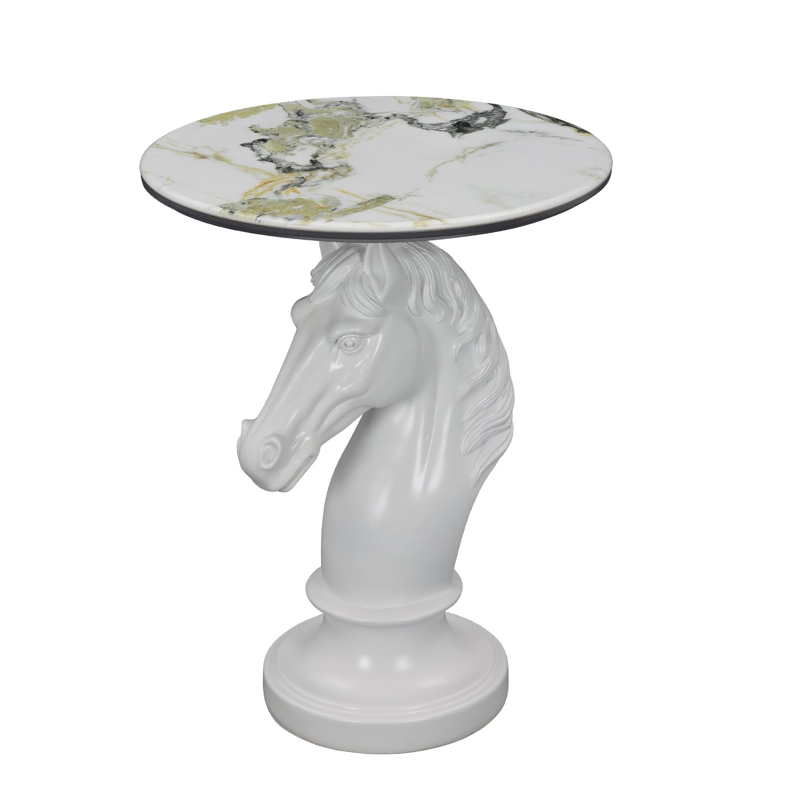 Horse Head Accent Table Animal Statue End Tables Livingroom, White - Image 2