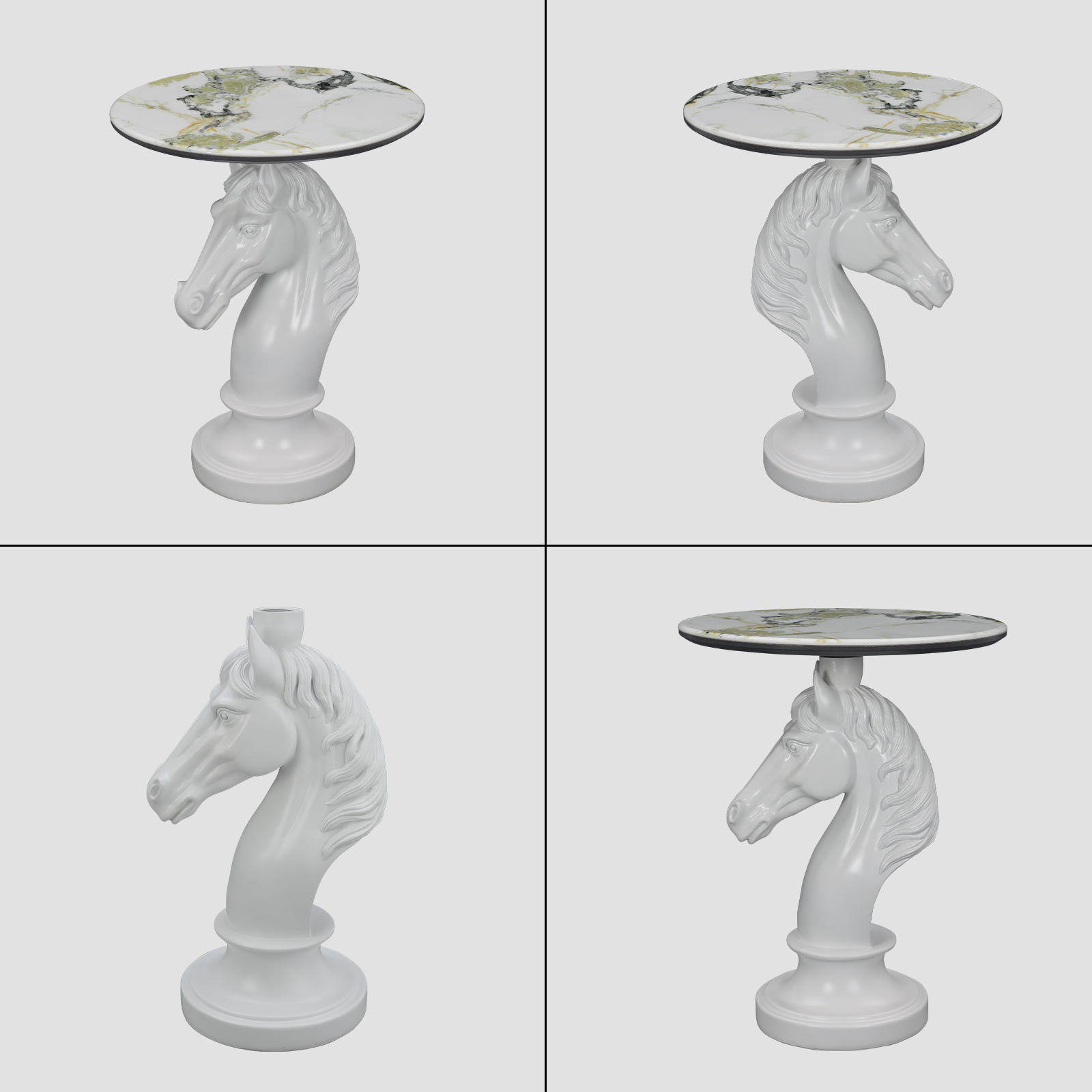 Horse Head Accent Table Animal Statue End Tables Livingroom, White - Image 5