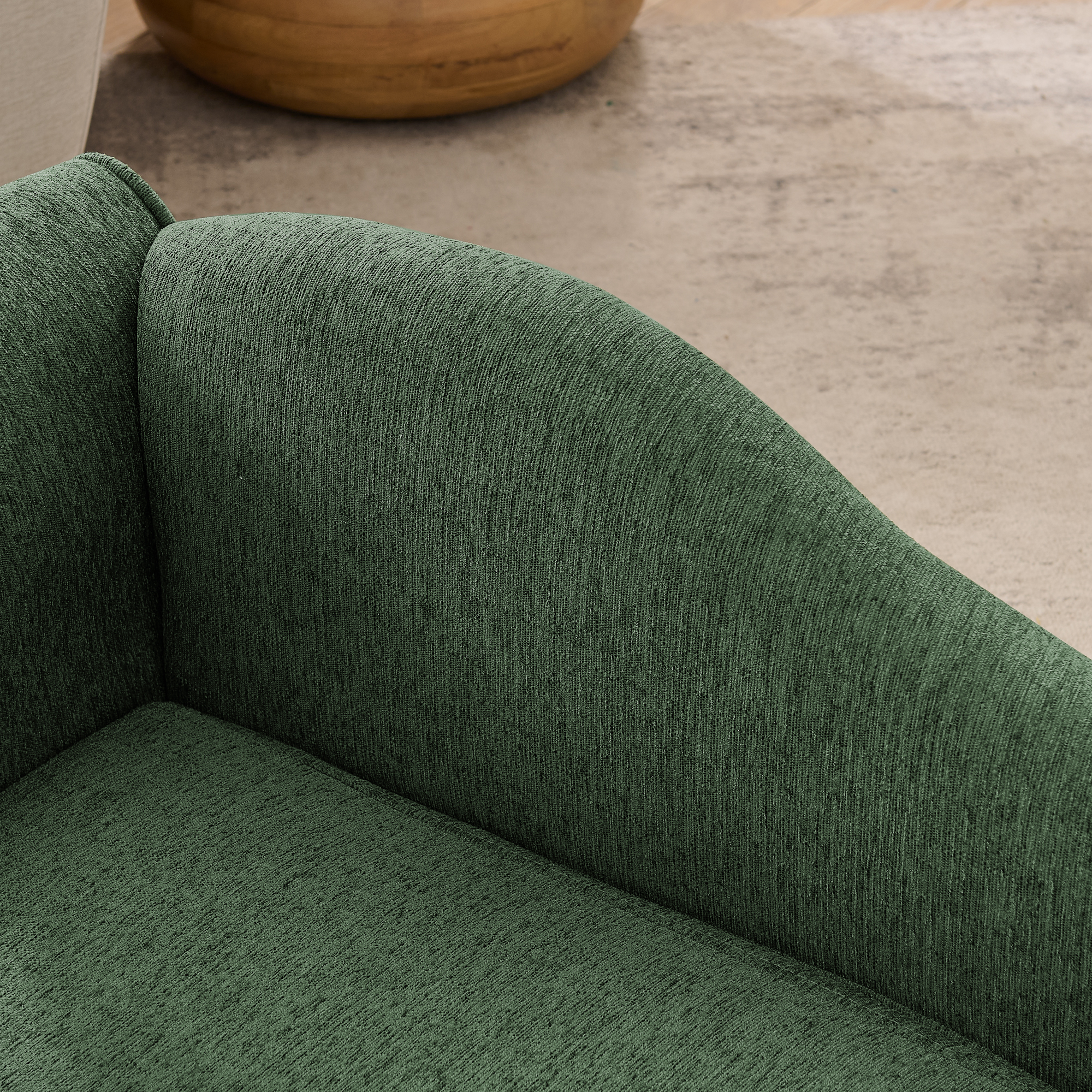 Oversized Pet Sofa for Medium/Large Dogs - Modern Irregular Wave Backrest, Single Armrest, Premium Breathable Linen Fabric, Soft Cushion & Low Plastic Feet-Olive Green - Image 6