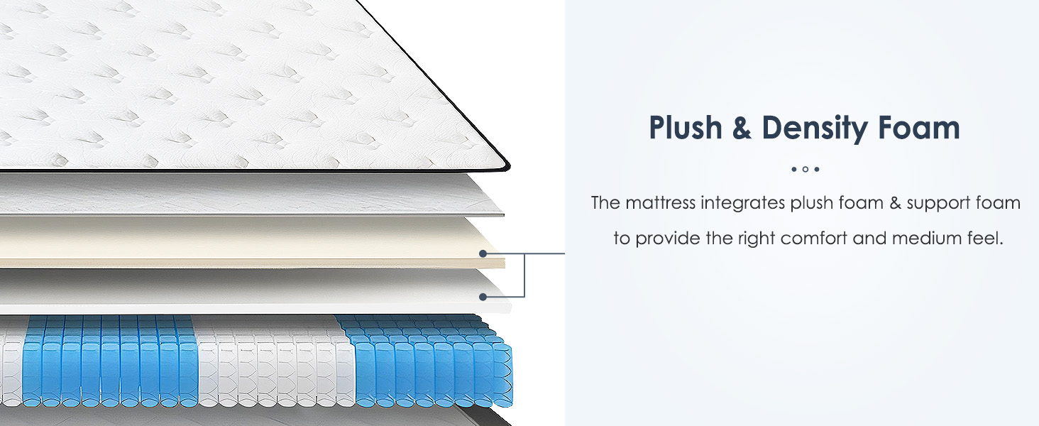 King Size Mattress,12 Inch Hybrid Mattress, Individually Pocketed Innerspring, Medium Firm - Image 5