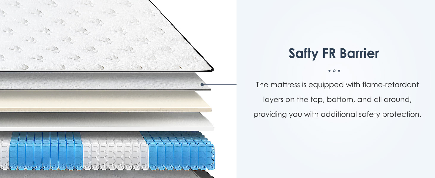 King Size Mattress,12 Inch Hybrid Mattress, Individually Pocketed Innerspring, Medium Firm - Image 6