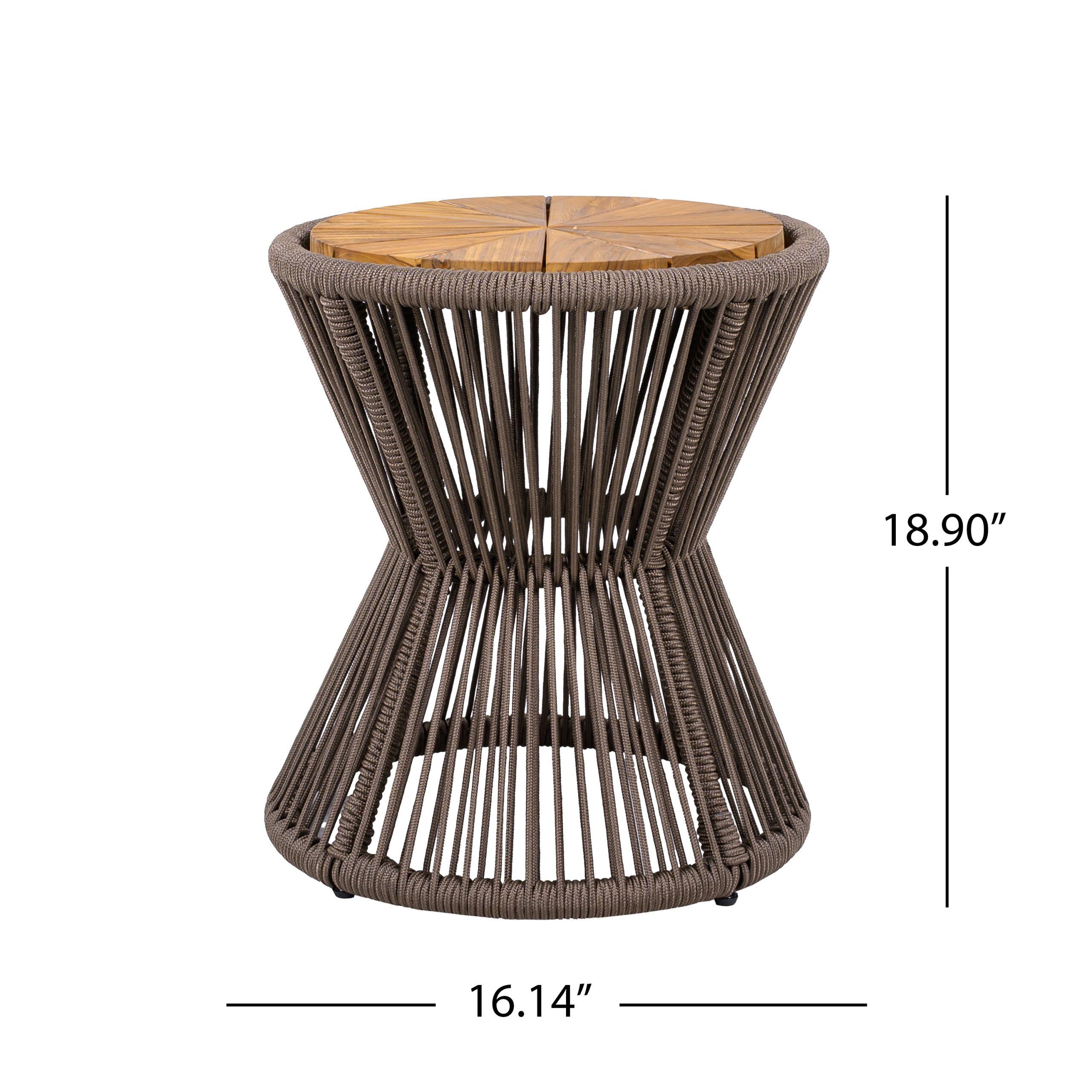 Scott Living Nara Grey Outdoor Side Table Acacia Wood & Woven Rope, Set of 2 - Image 2