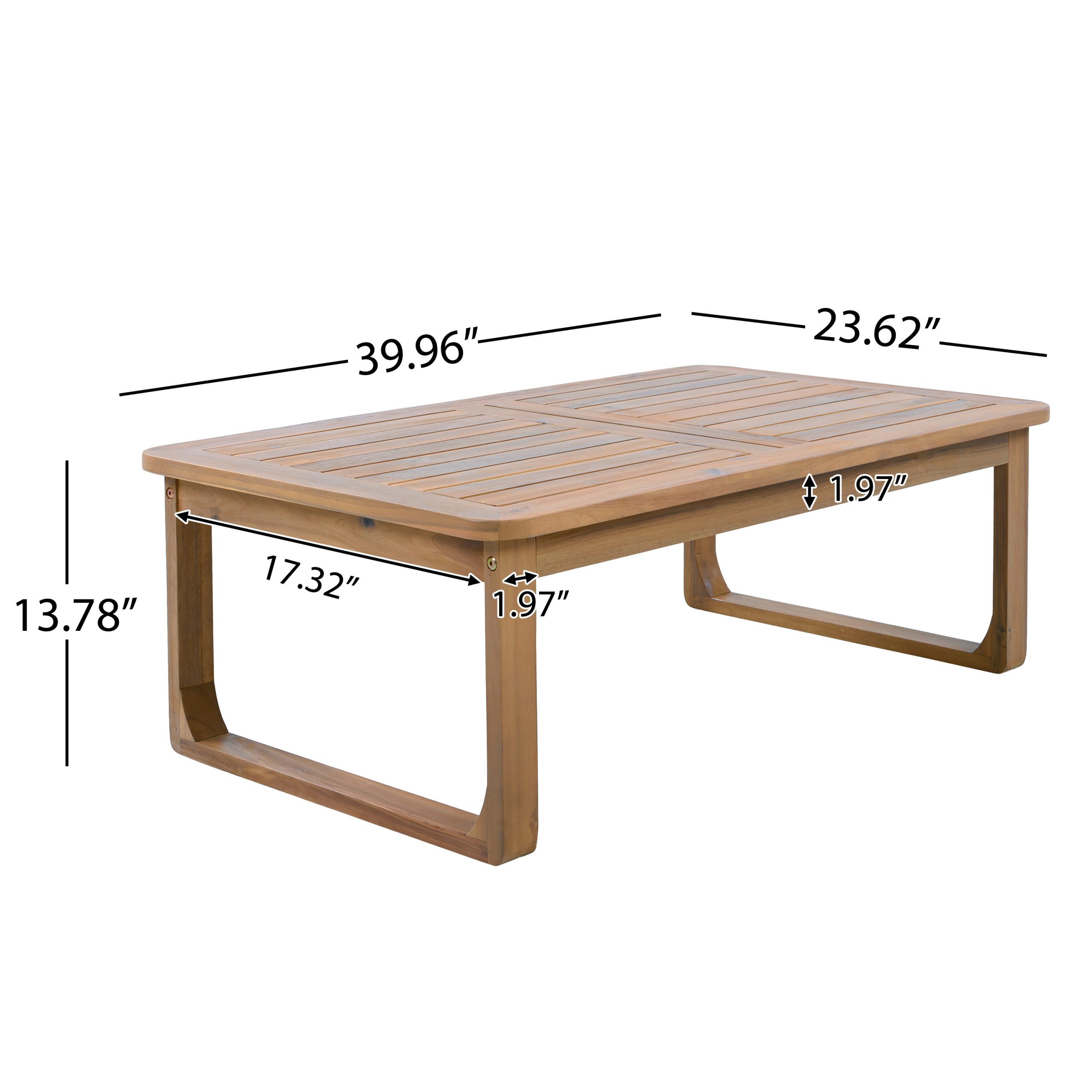 2-Piece Outdoor Patio Set: 3-Seater Daybed with Light Grey Cushions & Light Brown Rope + Rectangular Coffee Table with Curved Legs, Acacia Wood, Light Teak Finish, Modern Minimalist Design, For Deck, - Image 3
