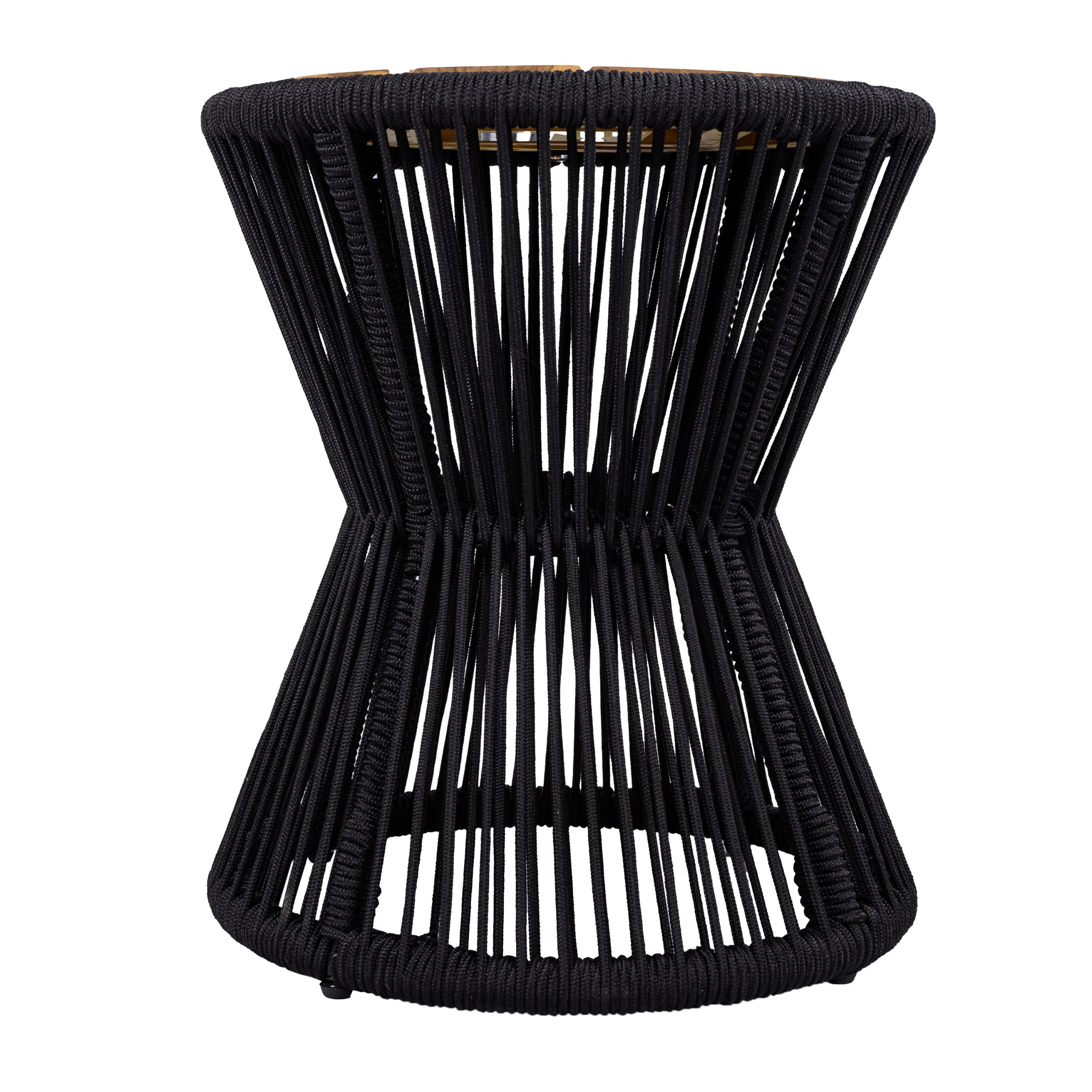 Scott Living Nara Black Outdoor Side Table Acacia Wood & Woven Rope, Set of 2 - Image 2