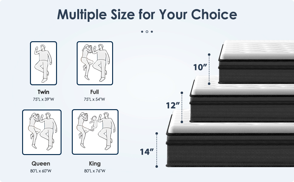 Queen Size Mattress,12 Inch Hybrid Mattress, Individually Pocketed Innerspring, Medium Firm - Image 3