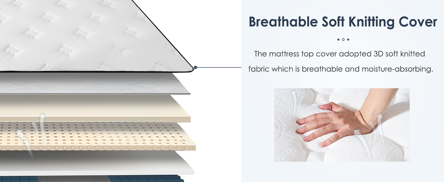 Queen Size Mattress,12 Inch Hybrid Mattress, Individually Pocketed Innerspring, Medium Firm - Image 4