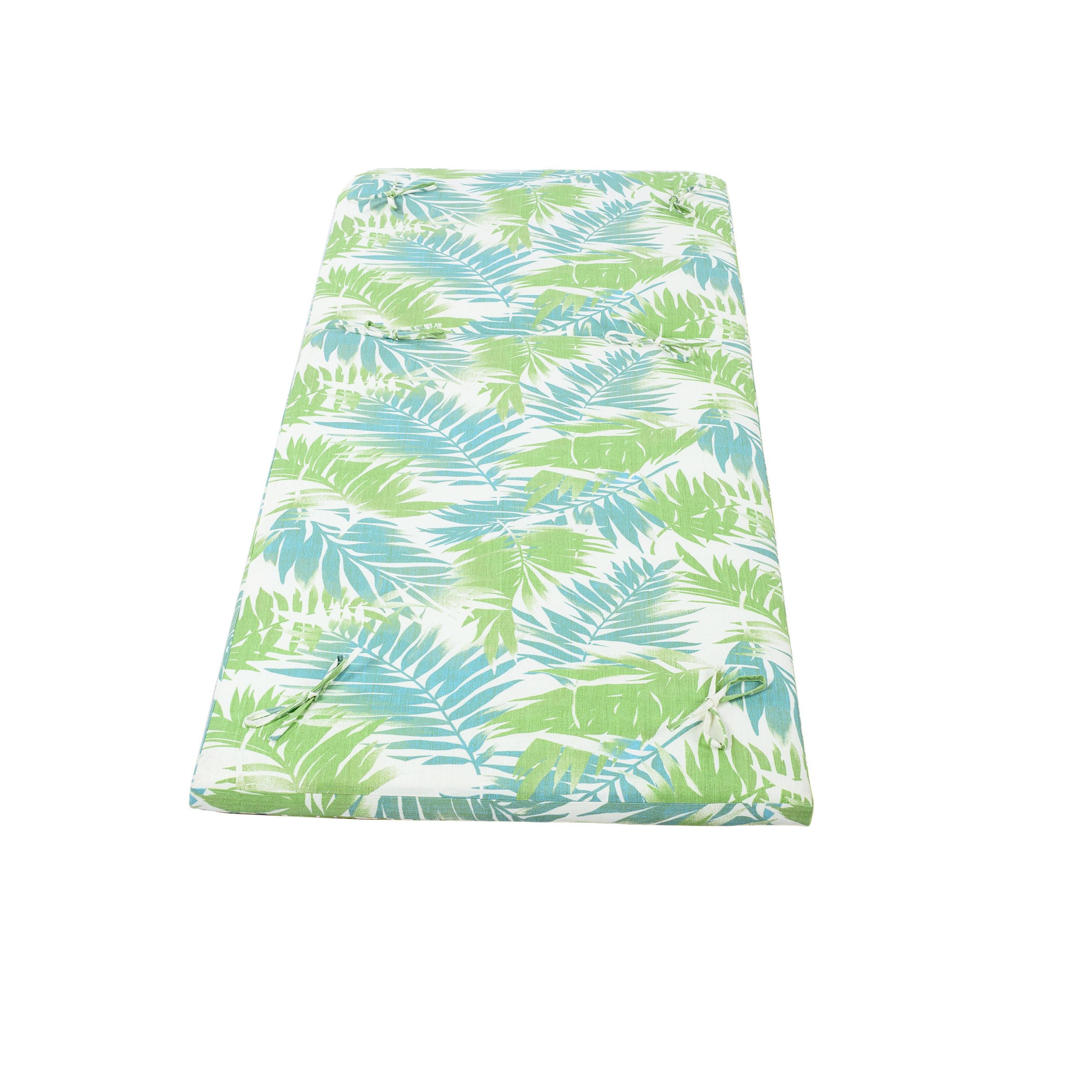 2" THICK FLORAL CHAISE LOUNGE CUSHION IN LEAF COCONUT - WATERPROOF FOLDABLE 2-PART DESIGN - FOR POOLSIDE, PATIO & GARDEN - Image 5