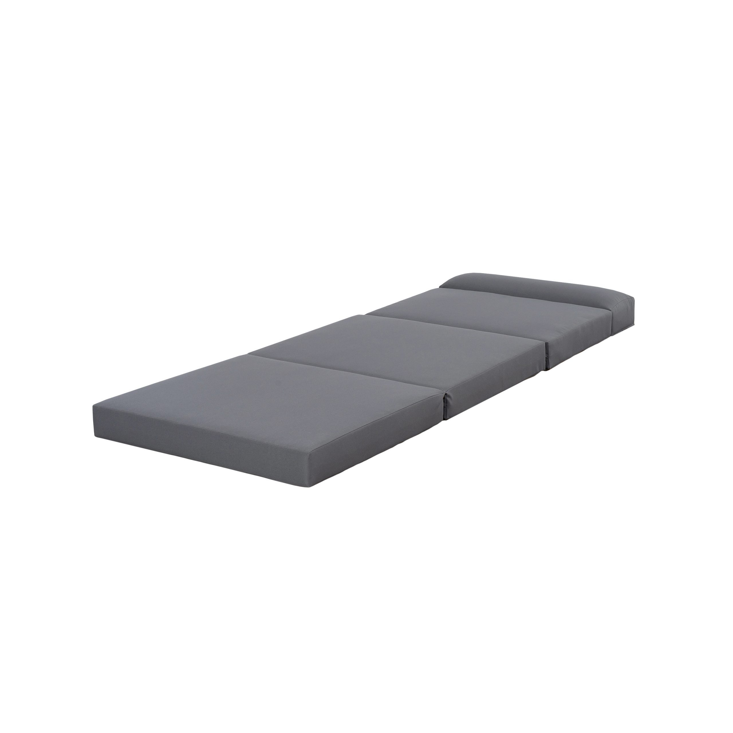 OUTDOOR FURNITURE RECLINING CHAIR CUSHIONS WITH HEADREST, HIGH-DENSITY FOAM CHAIR CUSHION WITH TIES, WEATHER RESISTANT - PATIO RECLINER CHAIRS CUSHIONS FOR LAWN, POOL & BEACH, DARK GREY 3-FOLD DESIGN - Image 3