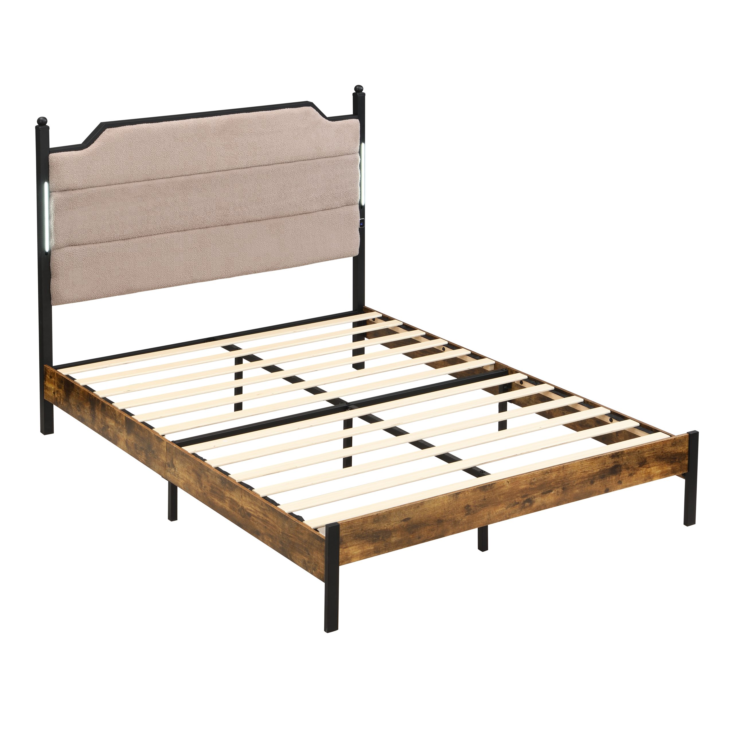 Queen Bed Frame , Upholstered headboard with Charging and Touch sensitive LED Lights, Under Bed Storage,2 Drawers, No Box Spring Needed,Noise Free - Image 6