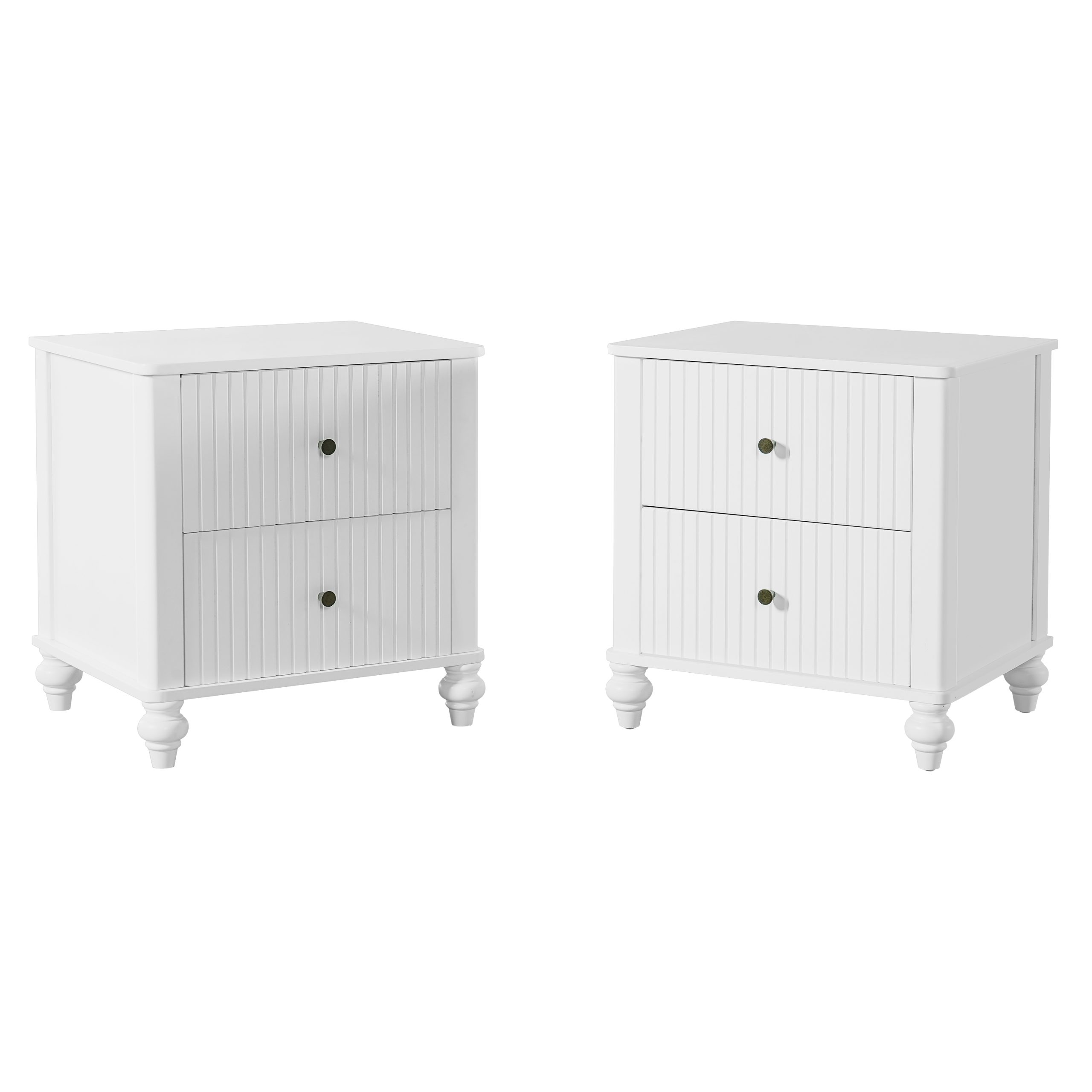 23" Nightstand with 2 Drawers, White Color - Sturdy Wooden Bedside Table for Bedroom & Living Room Use, Modern Decor, MP1 - Image 5