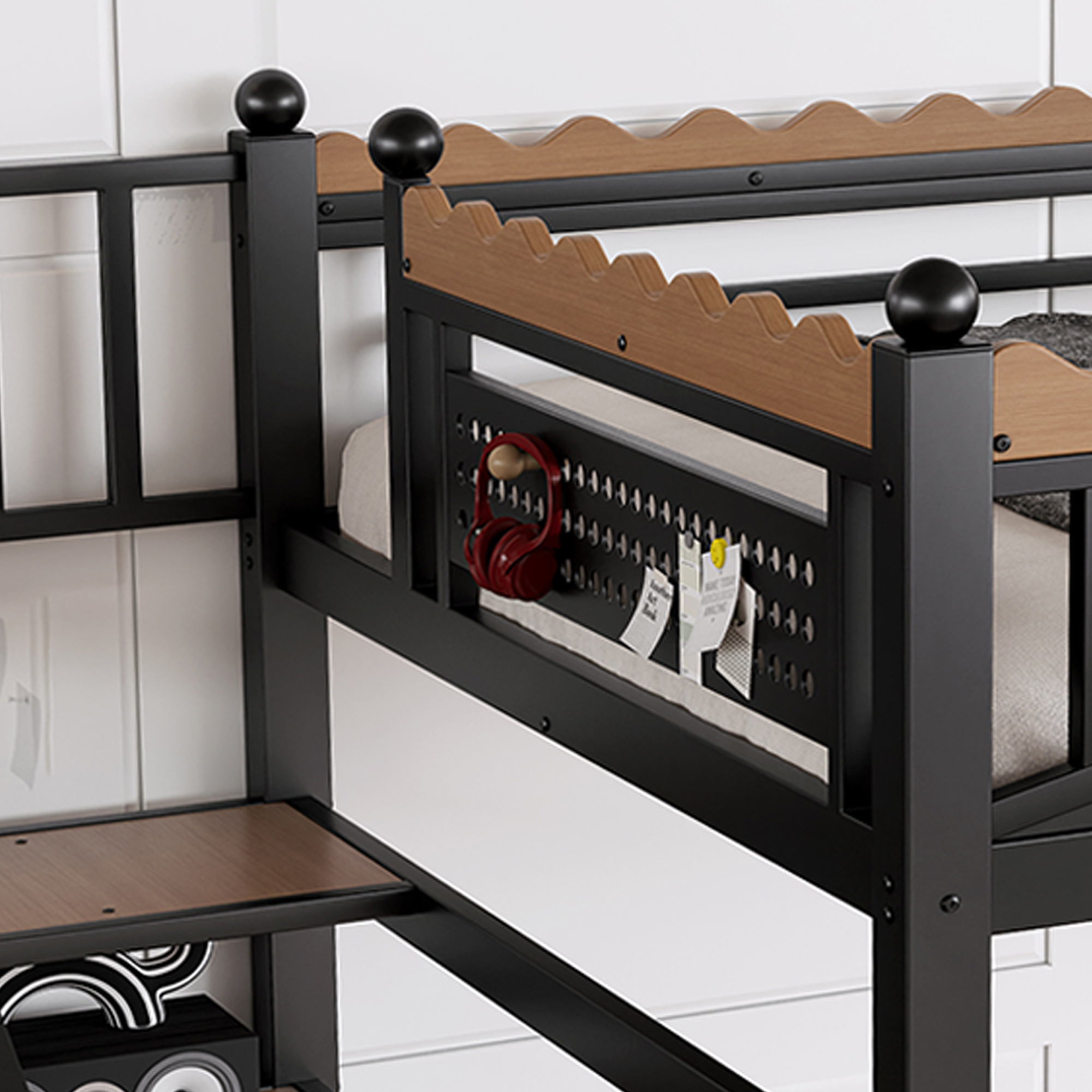Full Size Loft Bed with Storage Stairs, Metal Loft Beds Frame with Storage Shelves and bookshelf, Loft Bed for Bedroom, Guest, Dorms, Black - Image 5