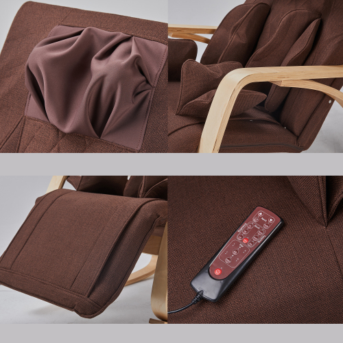 Full massage function-Air pressure-Comfortable Relax Rocking Chair, Lounge Chair Relax Chair with Cotton Fabric Cushion Brown - Image 5