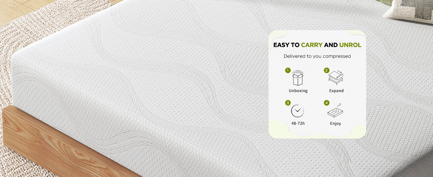 Full Size Memory Foam Mattress,10 Inch Bed Mattress,with Cooling Green Tea Gel, CertiPUR-US Certified,White - Image 5