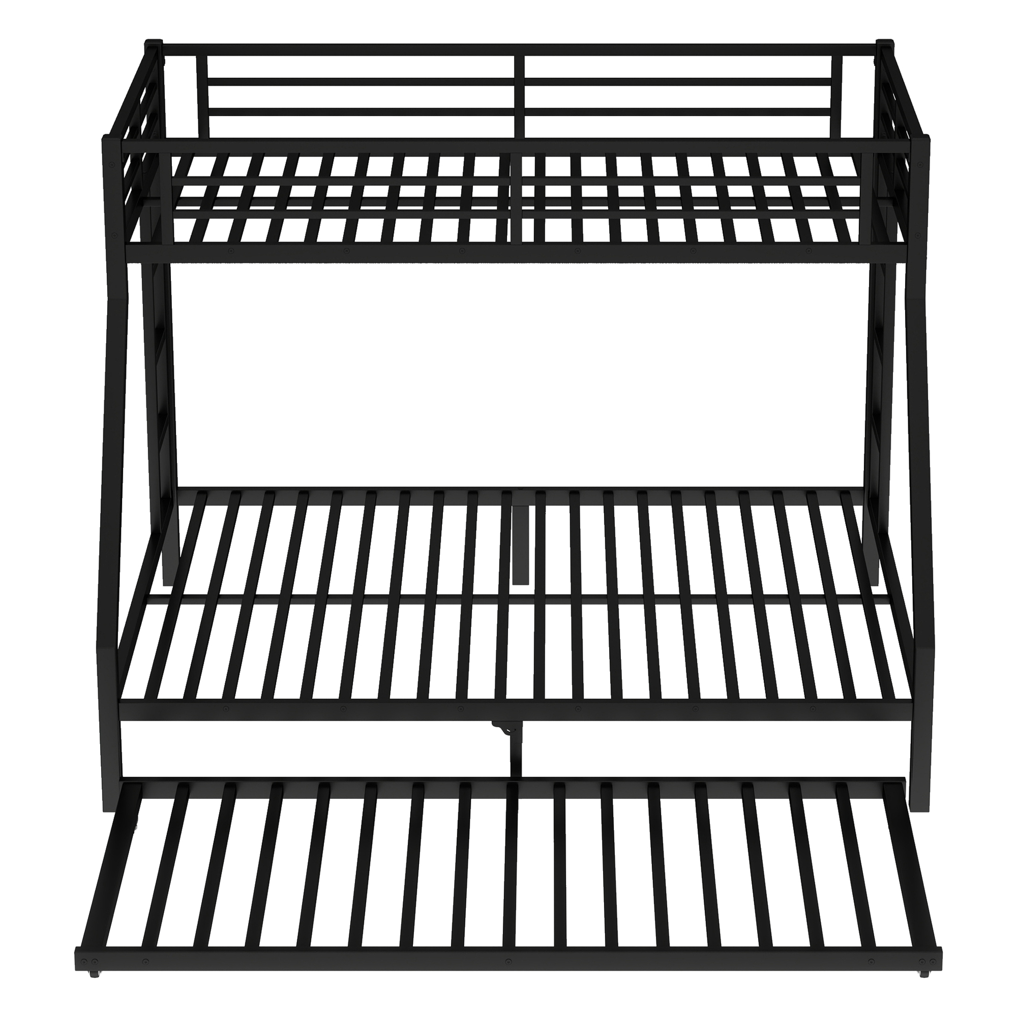 Twin XL Over Queen Metal Bunk Bed with Twin Size Trundle, Black - Image 5