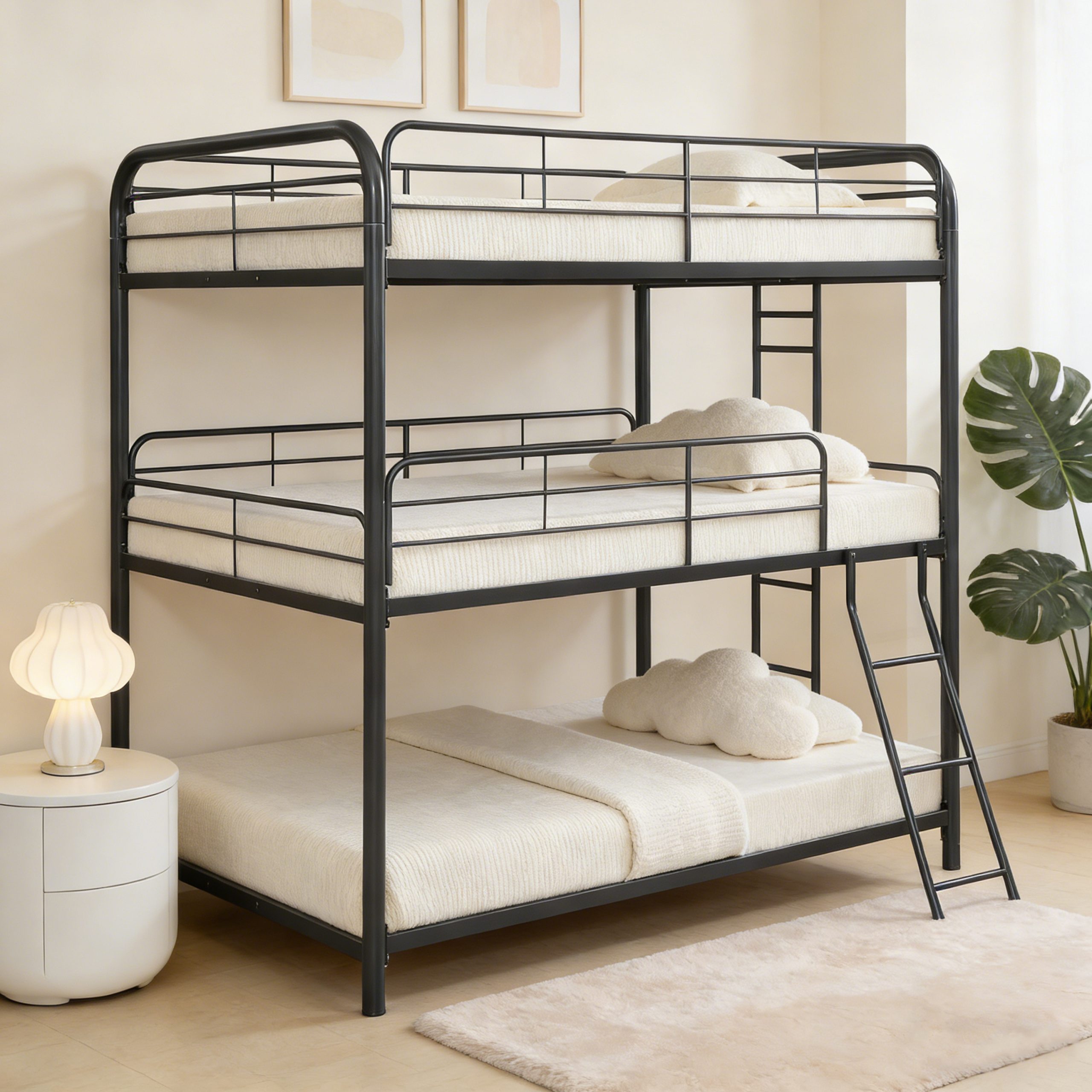 Furniture Triple Bunk Bed, FULL/FULL/FULL, black - Image 2