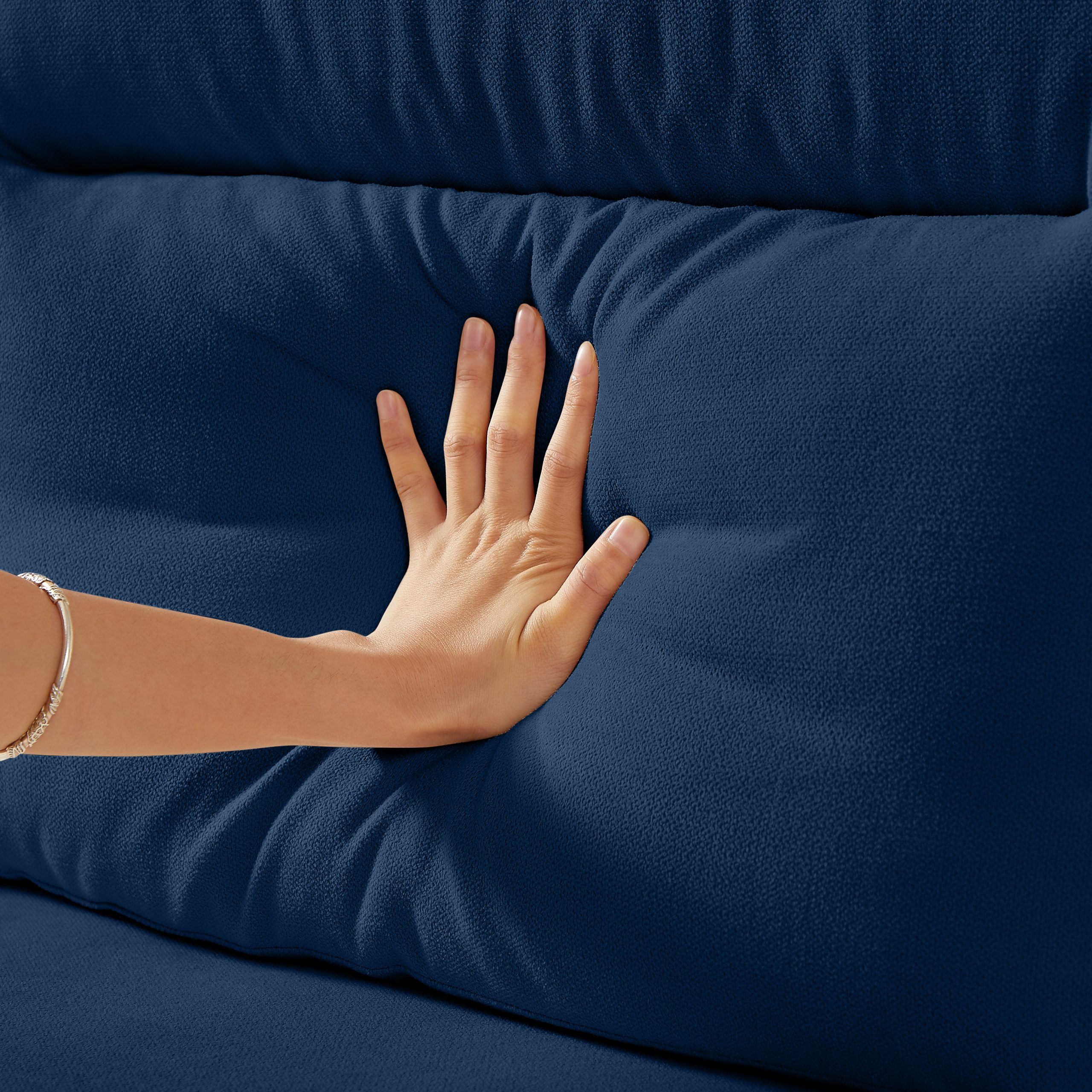 82" Modern Compressed Snowfleece Fabric 3-Seater Sofa, for Living Room, Bedroom, Office & Entertainment Spaces, ​Blue - Image 5