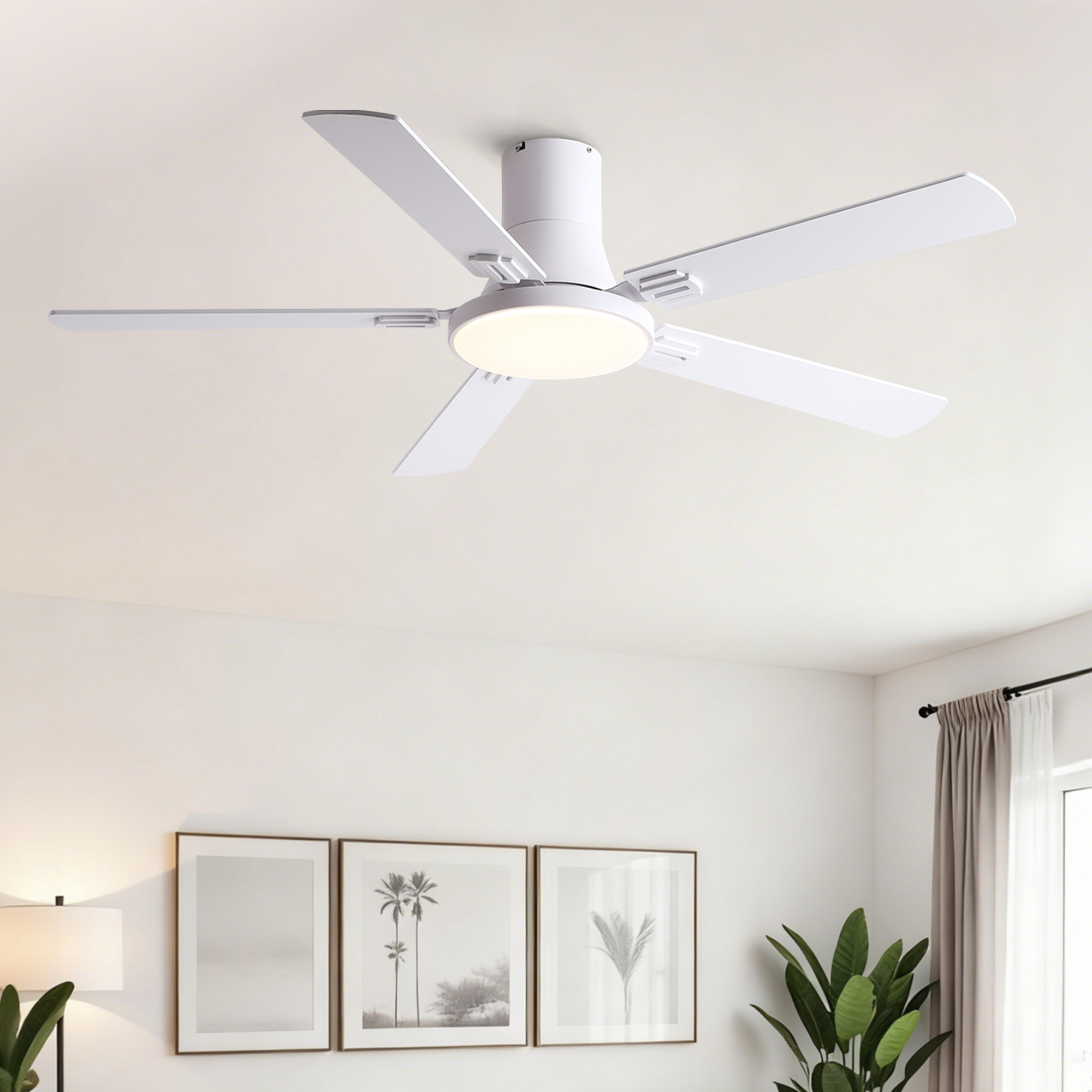 52 inch Mordern White Ceiling Fan with Light and Remote control - Image 2
